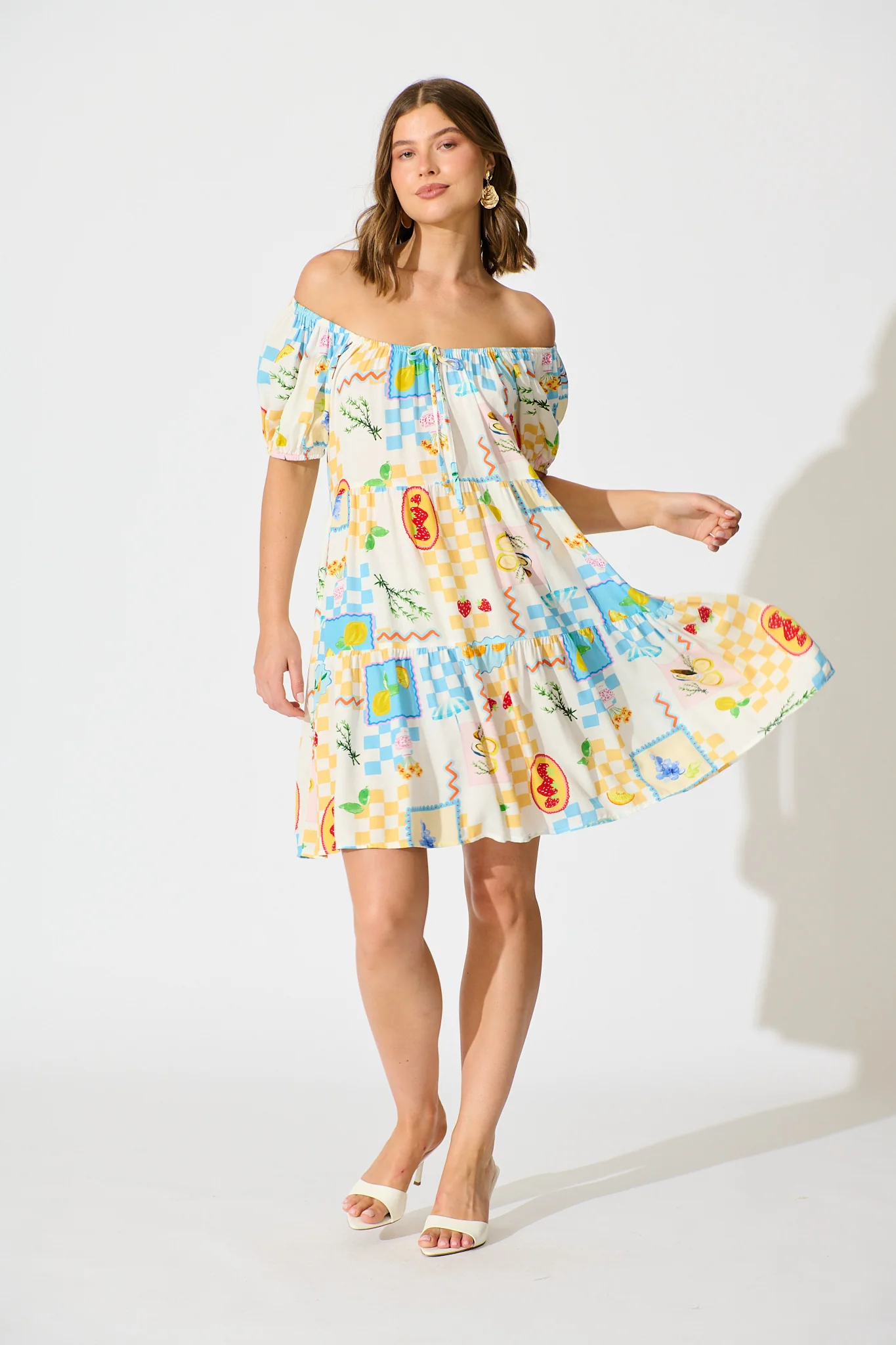 Sharanne Smock Dress in Multi Fruit Print