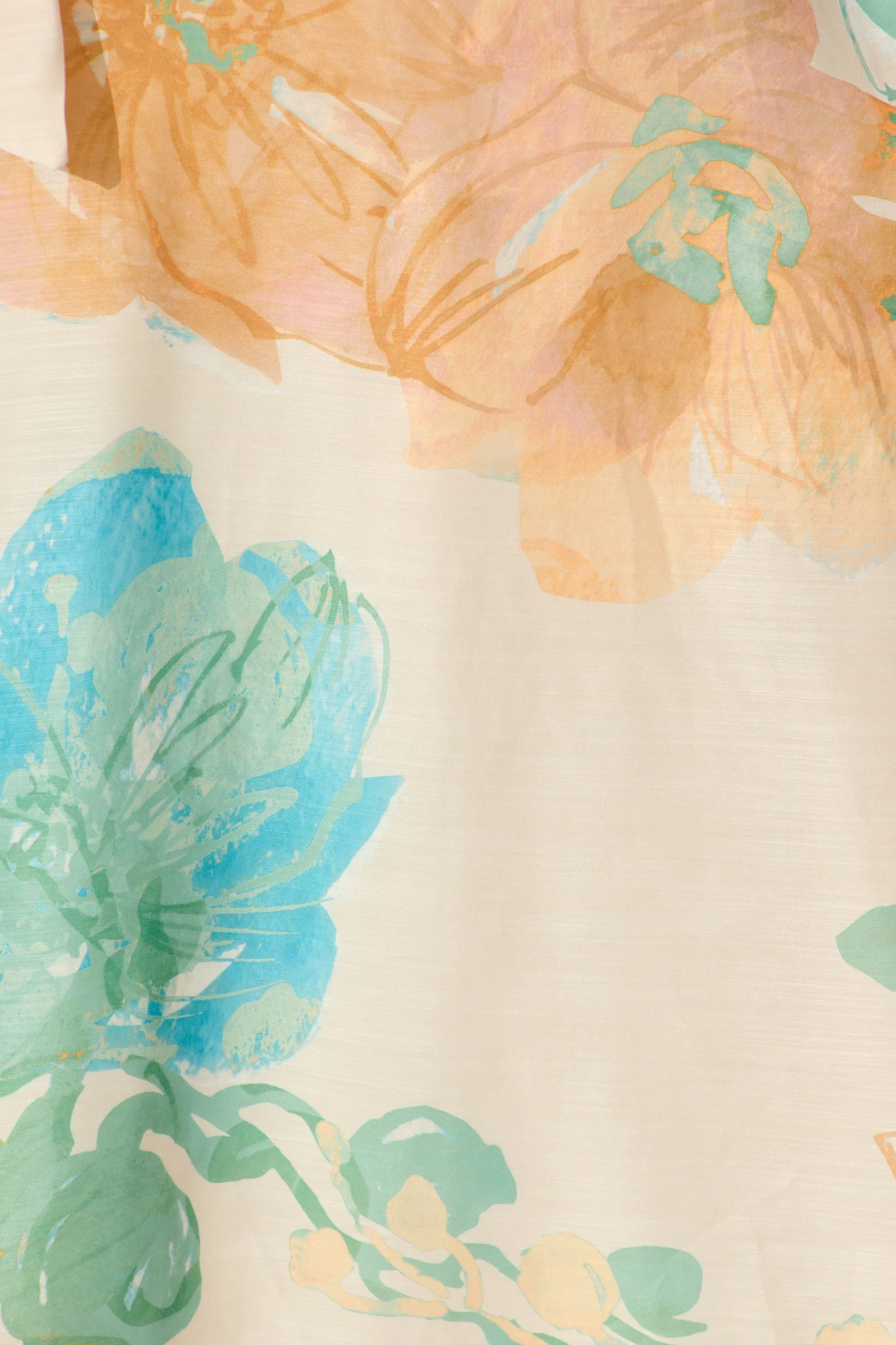 Shelbi Maxi Off Shoulder Dress in Tangerine with Blue Floral - Image 6