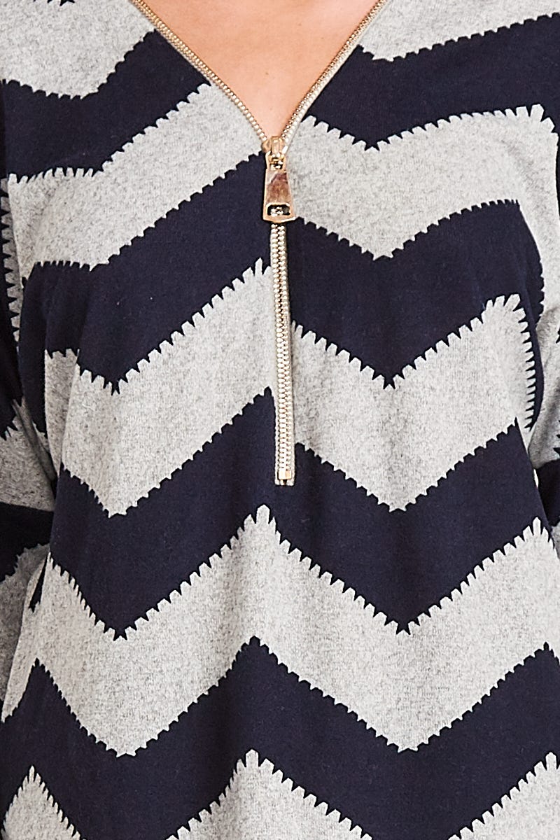 Shelley Knit Top in Grey and Navy - Image 7