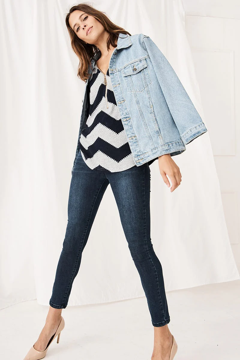 Shelley Knit Top in Grey and Navy - Image 9