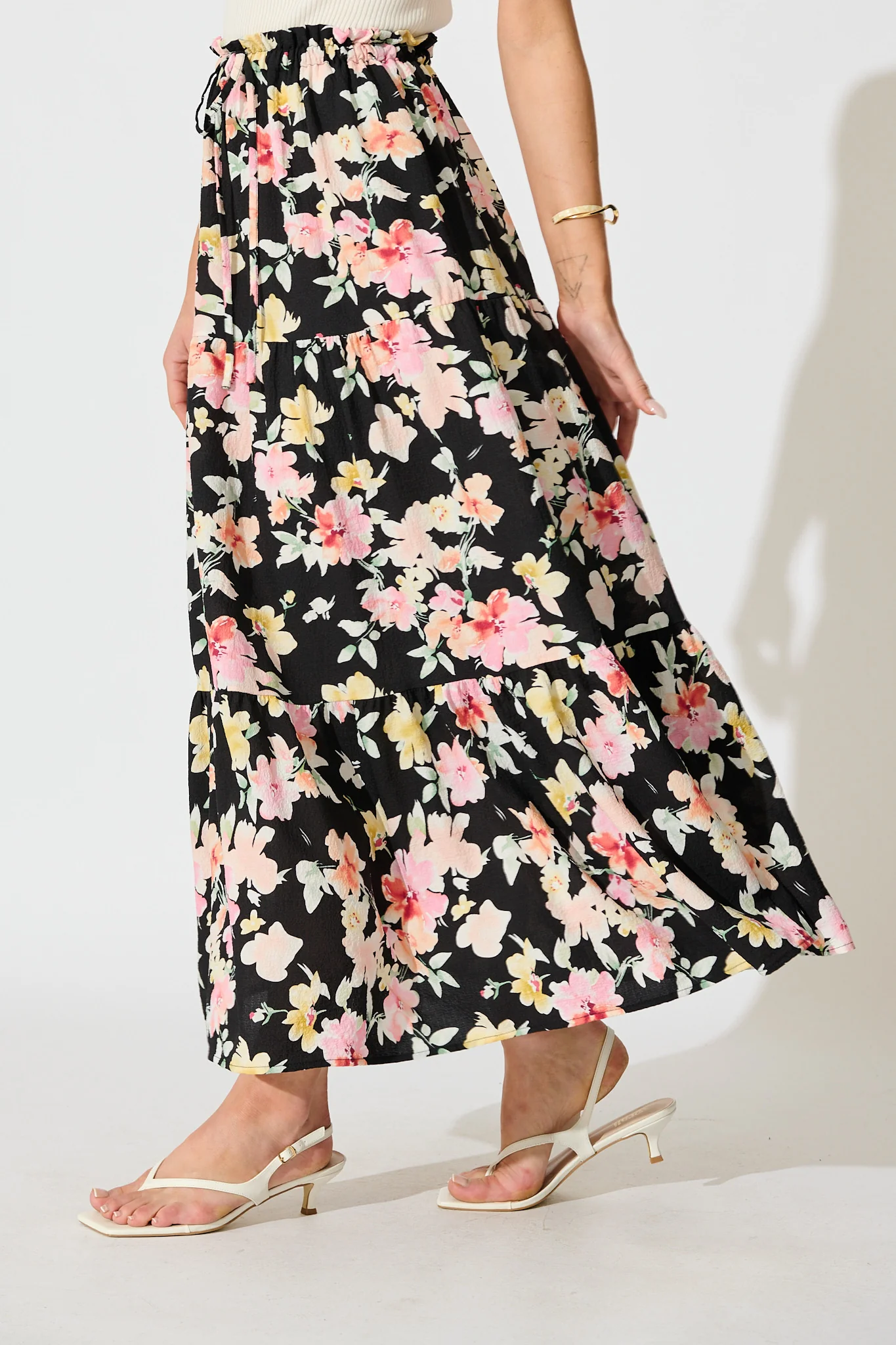 Sinead Maxi Skirt in Black Multi Floral - Image 2