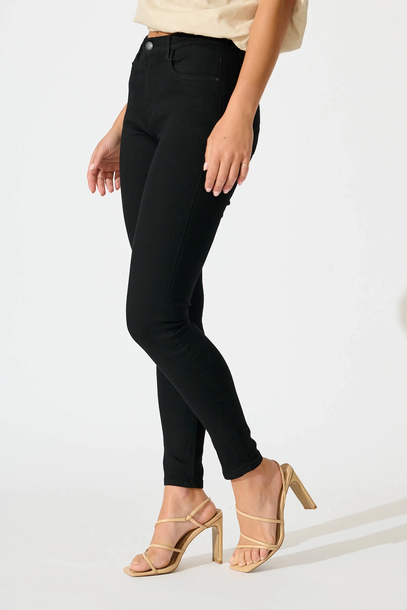 Siren High Rise Skinny Jean in Black Denim - Image 5