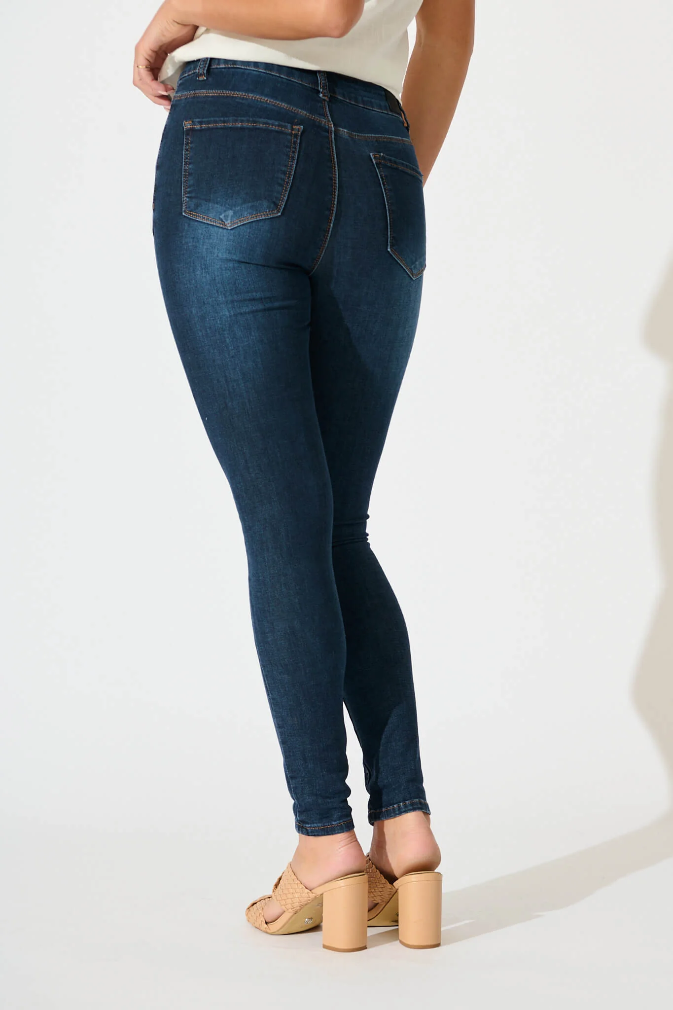 Siren High Rise Skinny Jean in Mid Blue Denim - Image 6