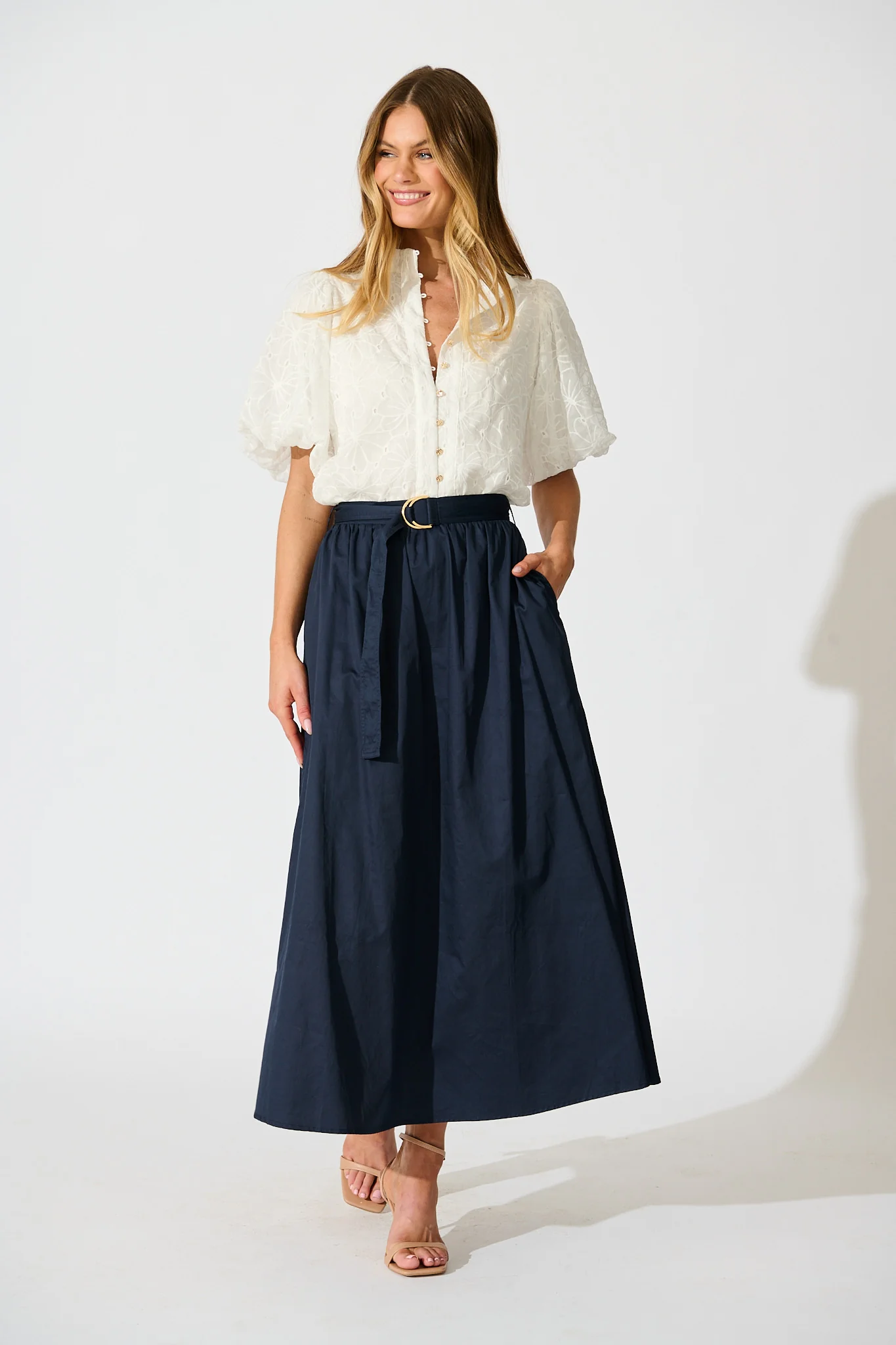 Soft Horizon Top in White Floral Broderie - Image 8