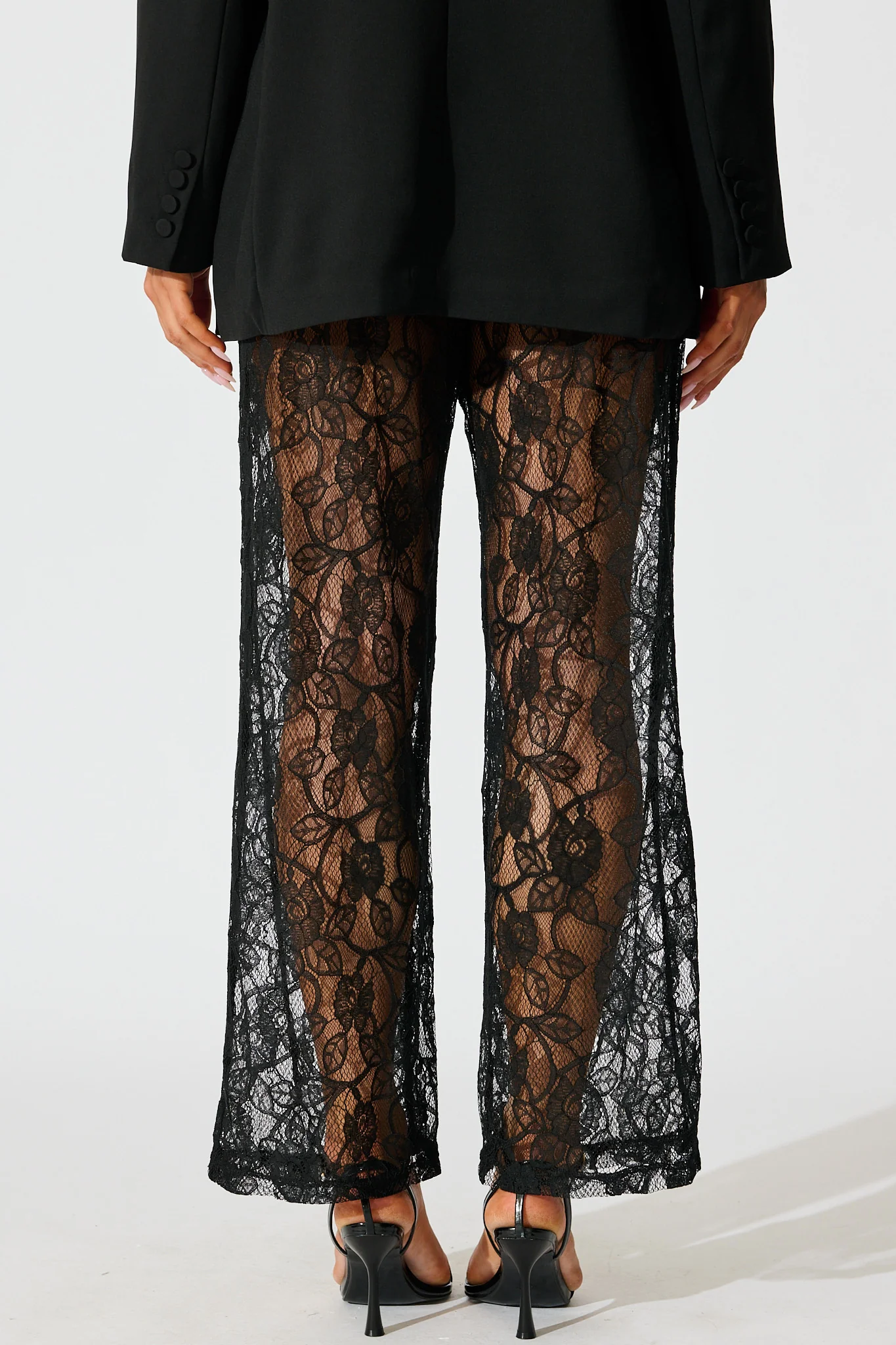 Soft Line Lace Pants In Black - Image 4