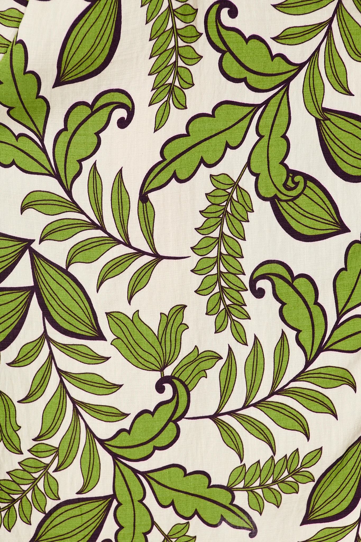 Splendour Midi Dress in Cream with Green Leaf - Image 6