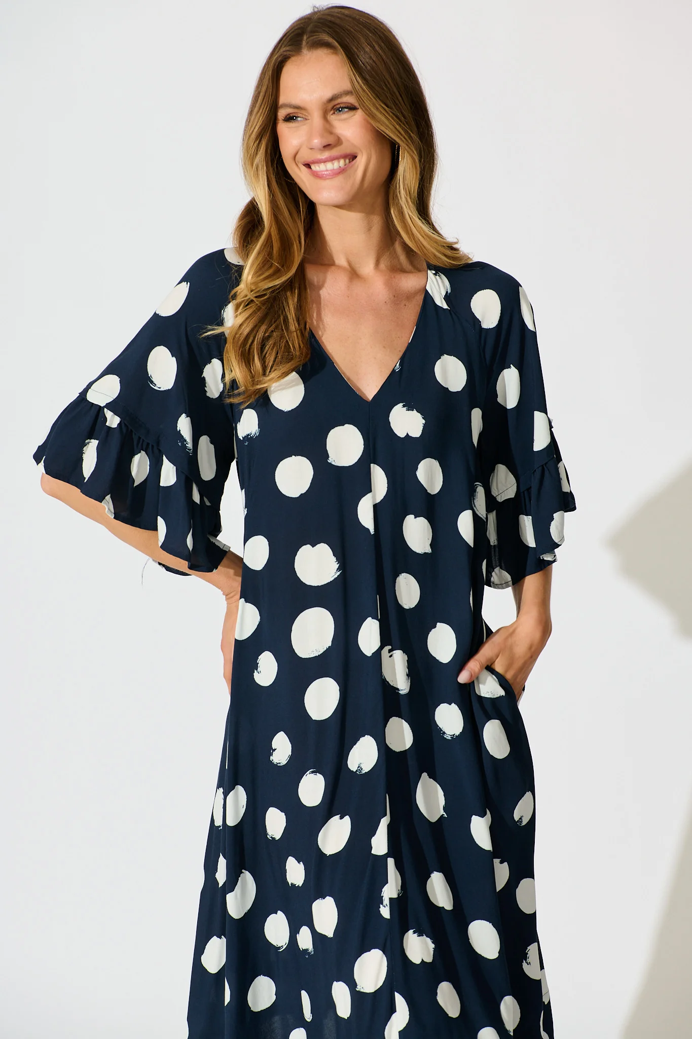Spot On Dress in Navy with White Spot - Image 2