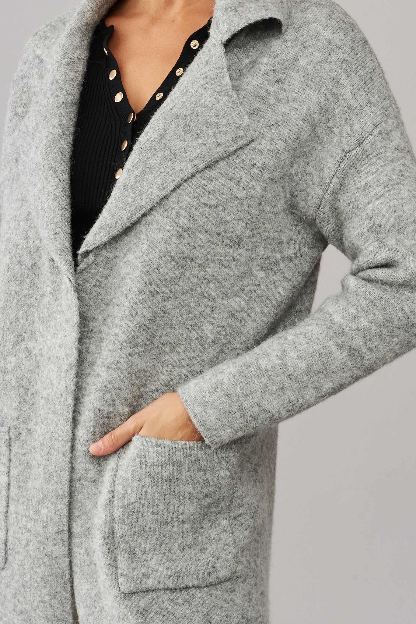St Ives Coatigan In Grey Wool Blend - Image 5