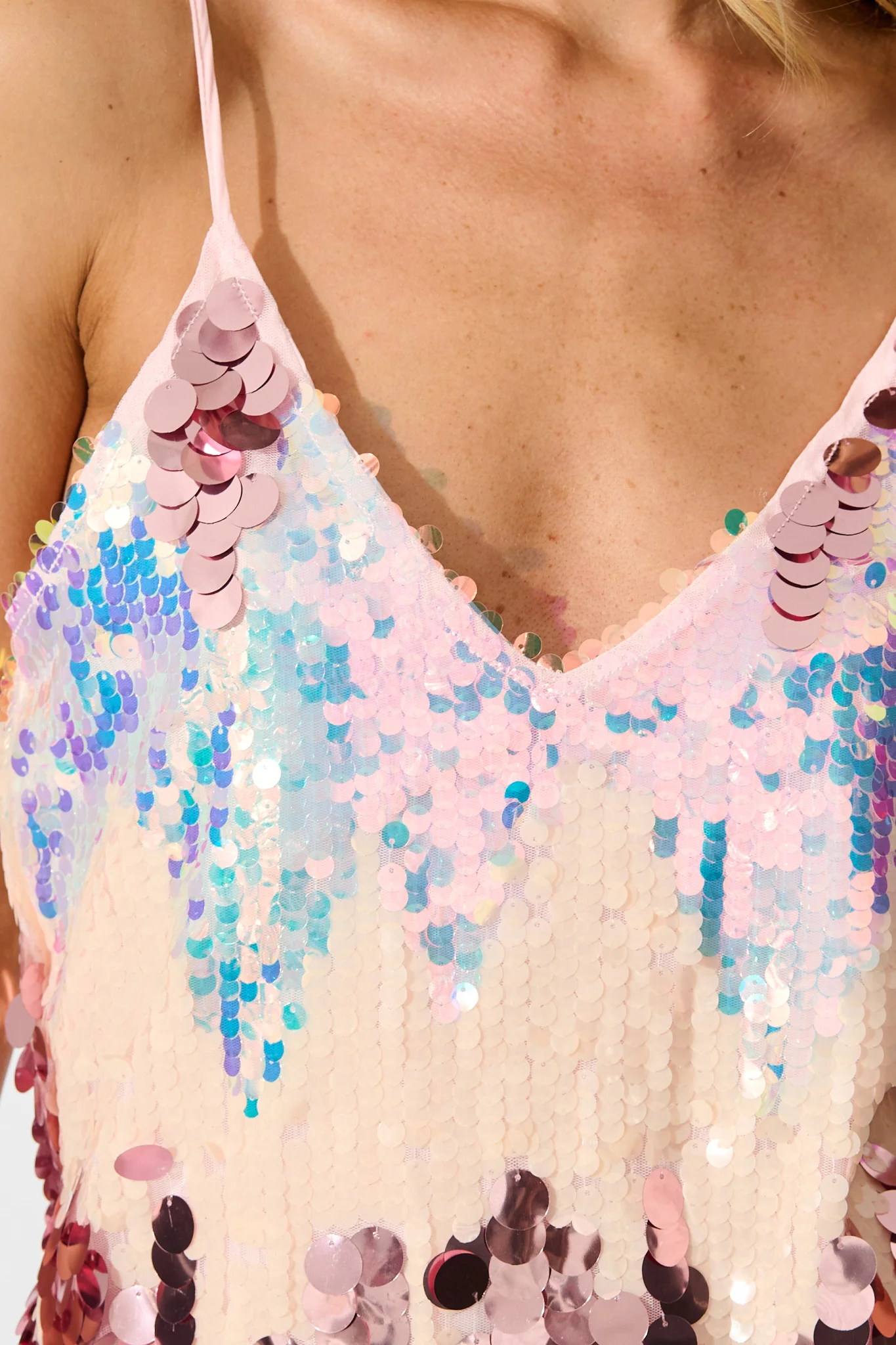 Stardust Sequin Dress in Pink Multi Sequin - Image 8