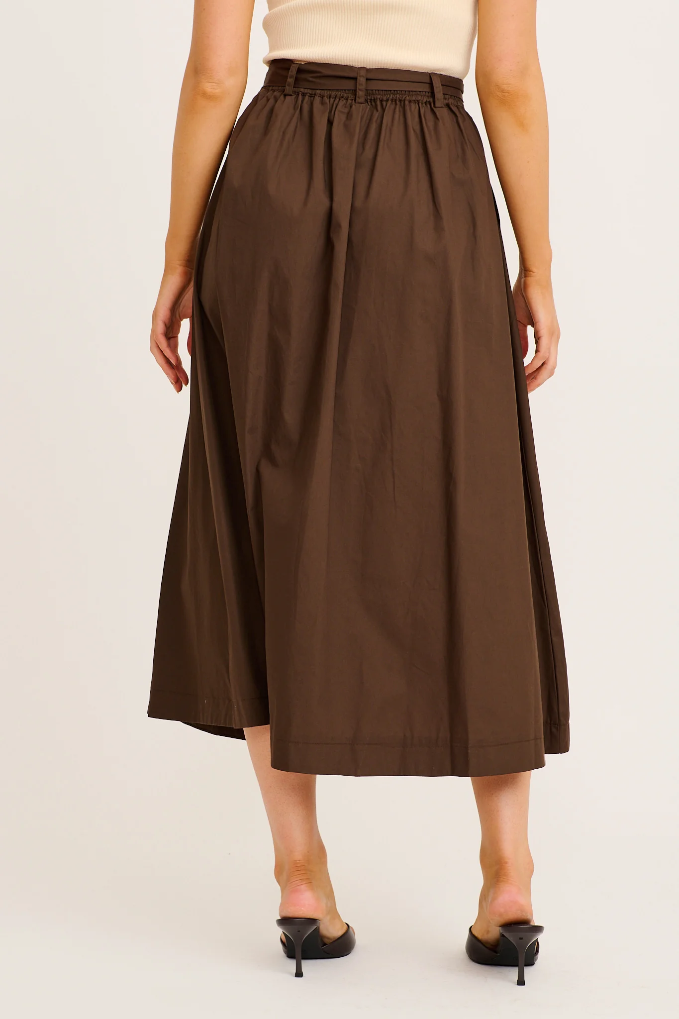 Statement Maxi Skirt in Chocolate Cotton - Image 3