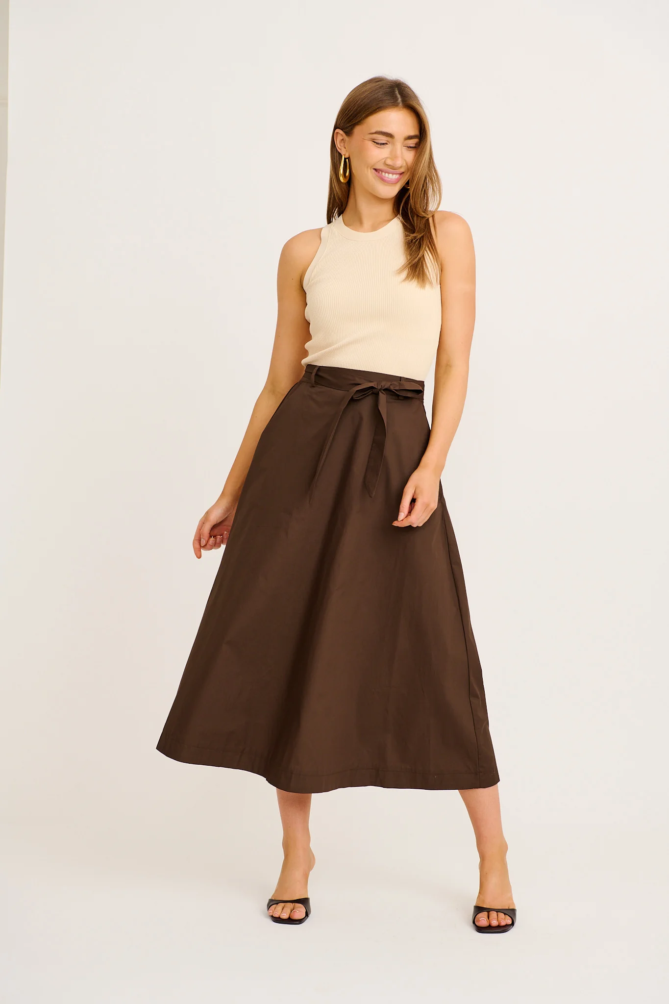 Statement Maxi Skirt in Chocolate Cotton - Image 4