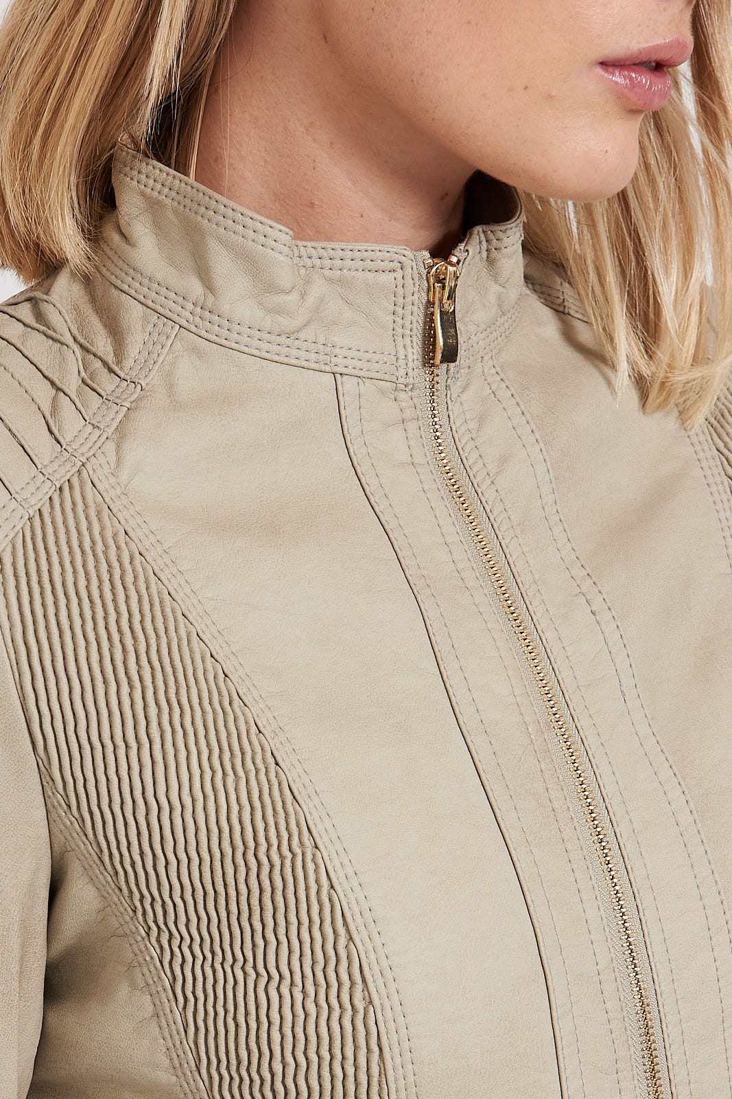 Stefany Biker Jacket in Stone - Image 6