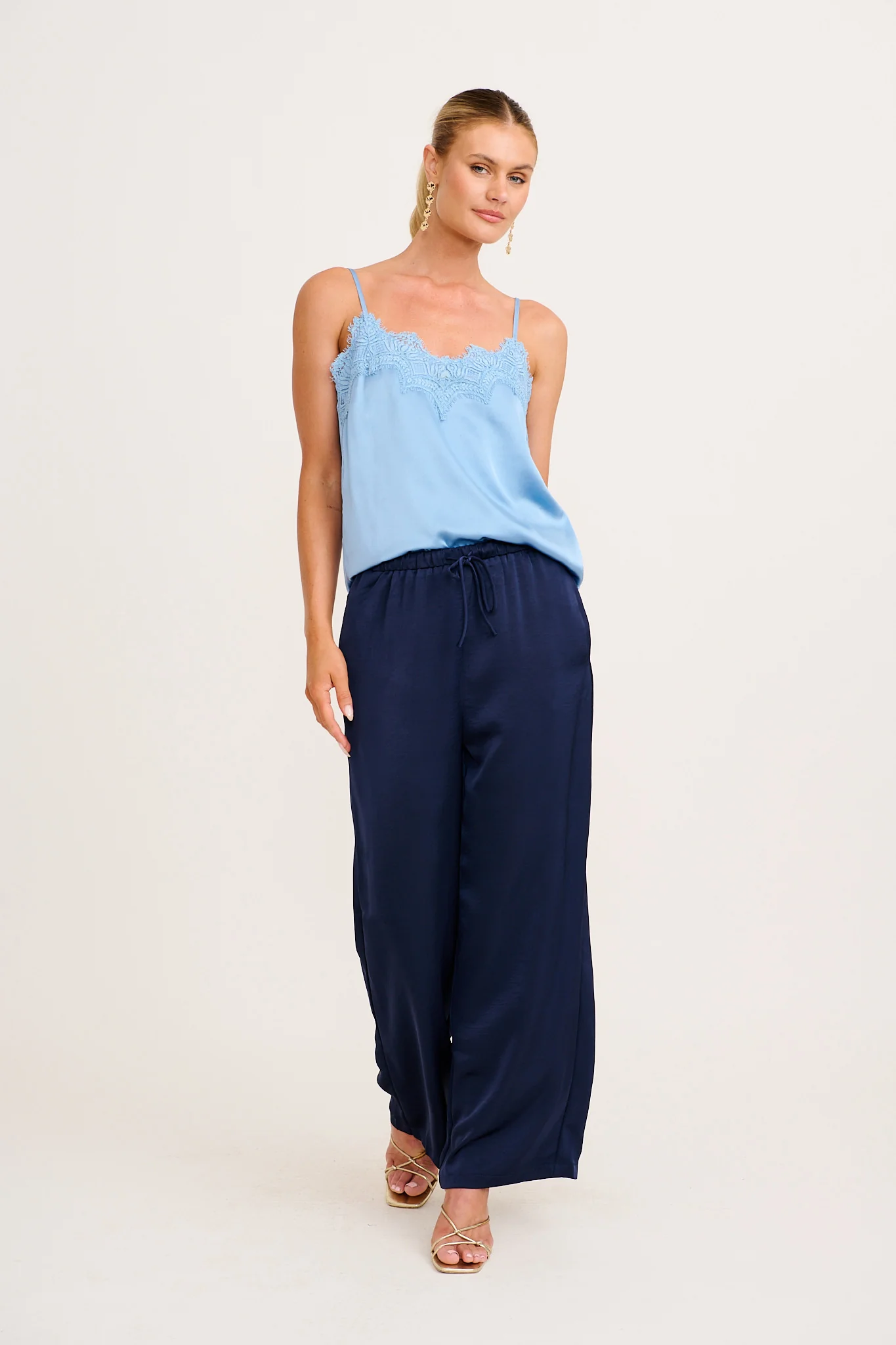 Stina Pant in Navy Satin - Image 4
