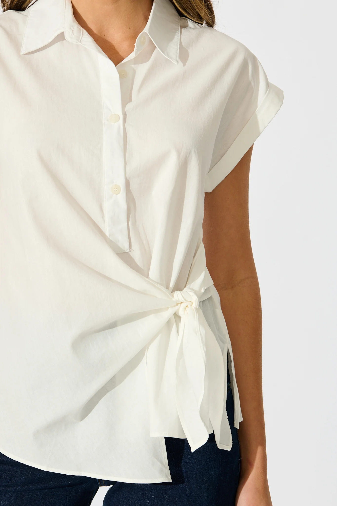 Structured Grace Top in White Cotton - Image 5