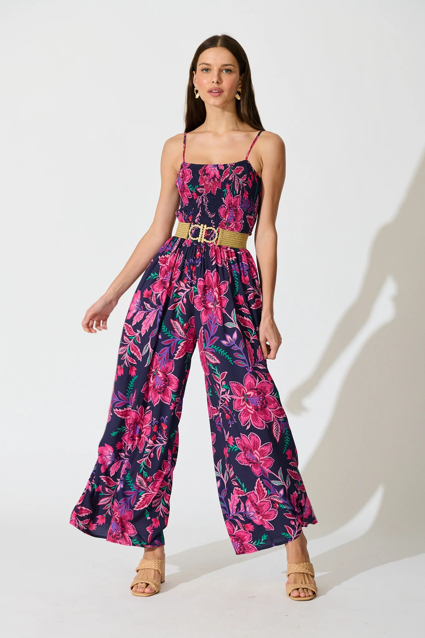 Sumire Jumpsuit in Navy with Pink Floral - Image 3