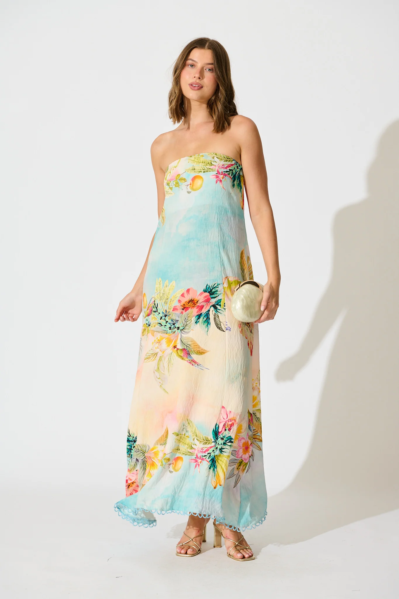 Summer Sky Maxi Dress in Multi Tropical Floral Print - Image 3