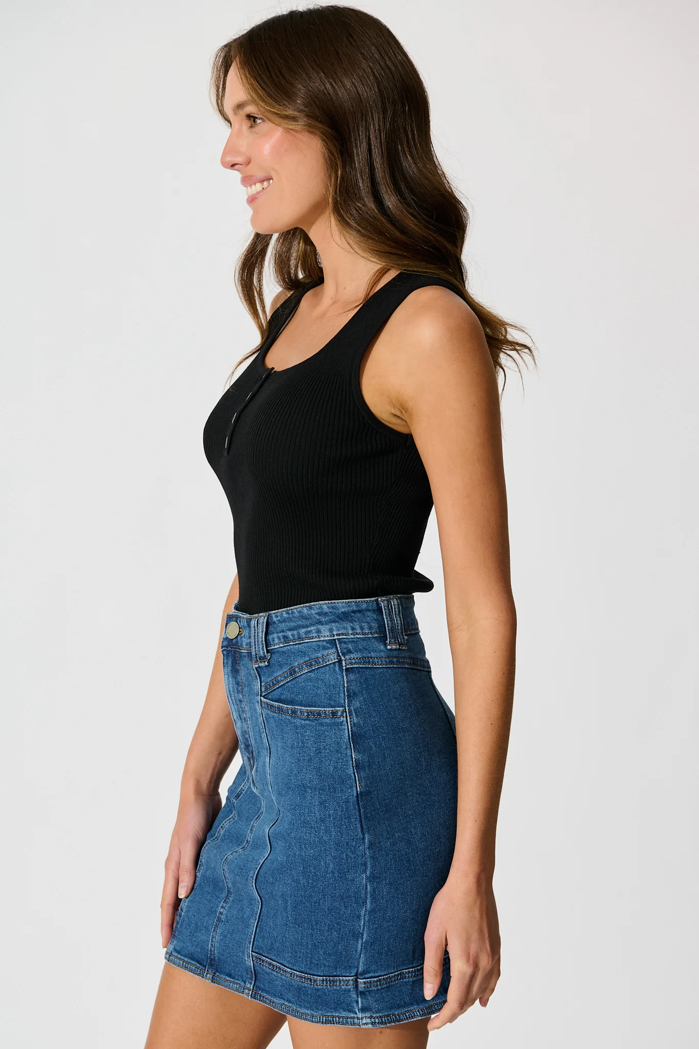 Sundae Denim Skirt in Dark Blue Wash - Image 2