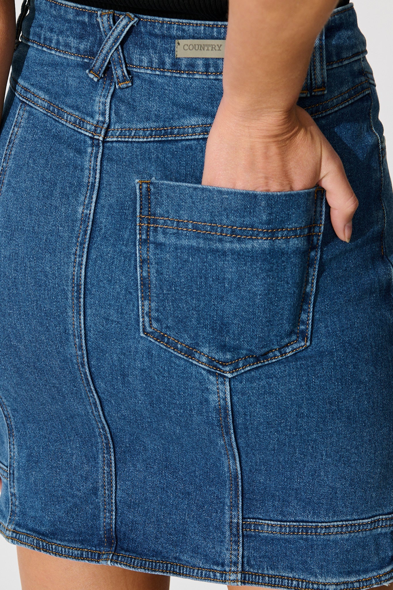 Sundae Denim Skirt in Dark Blue Wash - Image 5