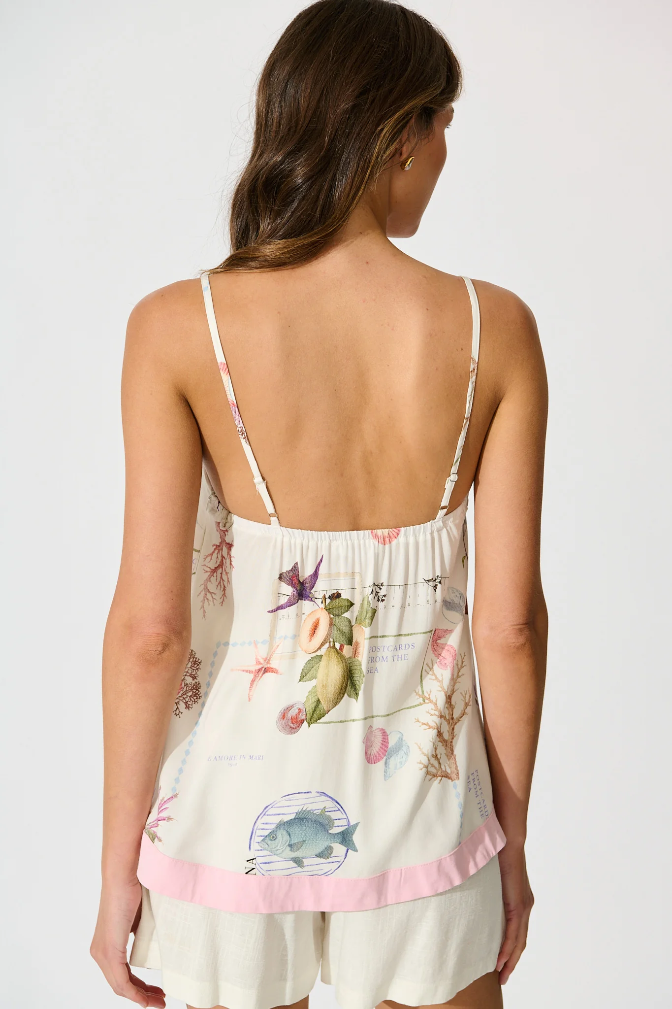 Sunkissed Shells Cami Top in White with Multi Shell - Image 3