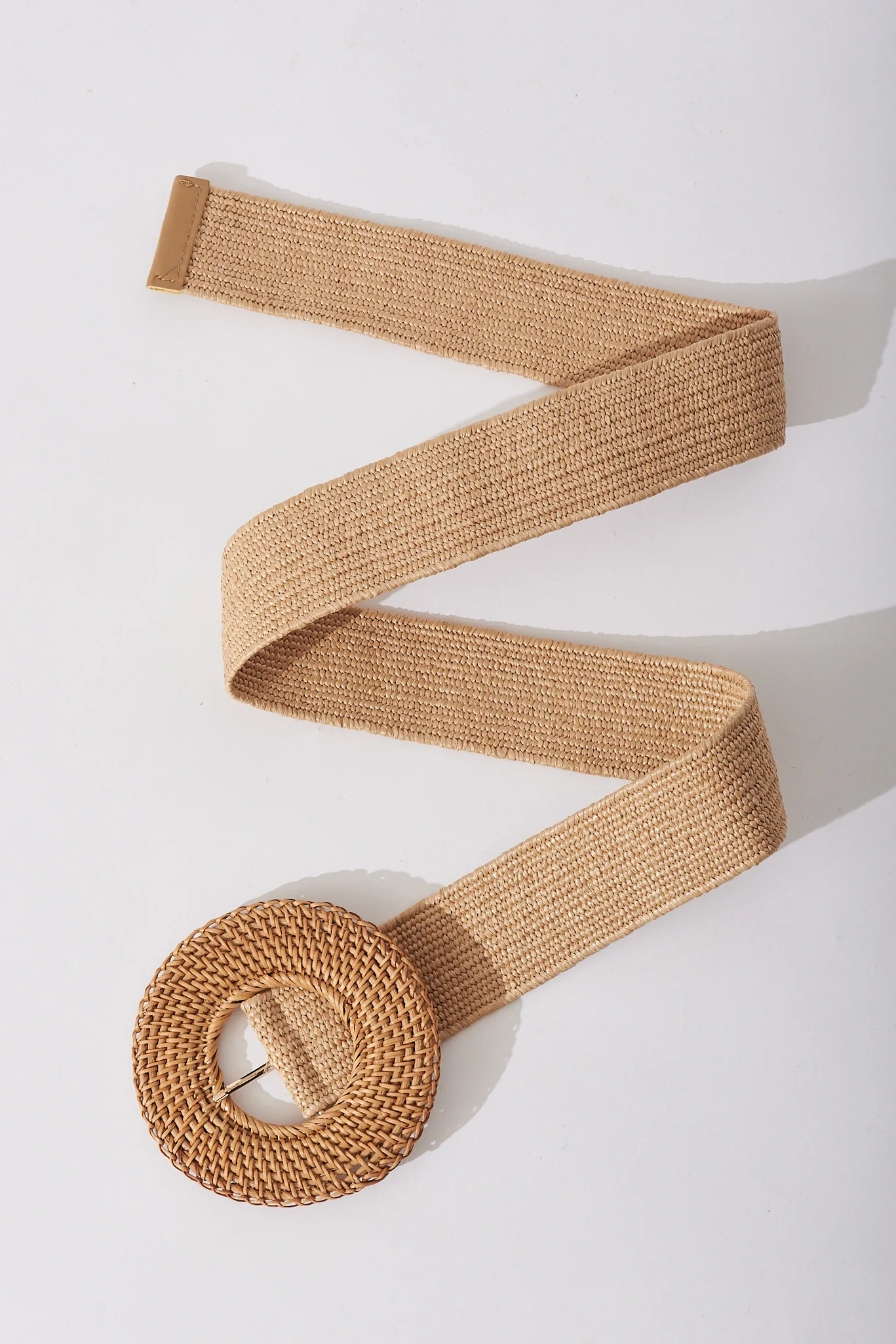 Susan Straw Belt In Tan Stretch