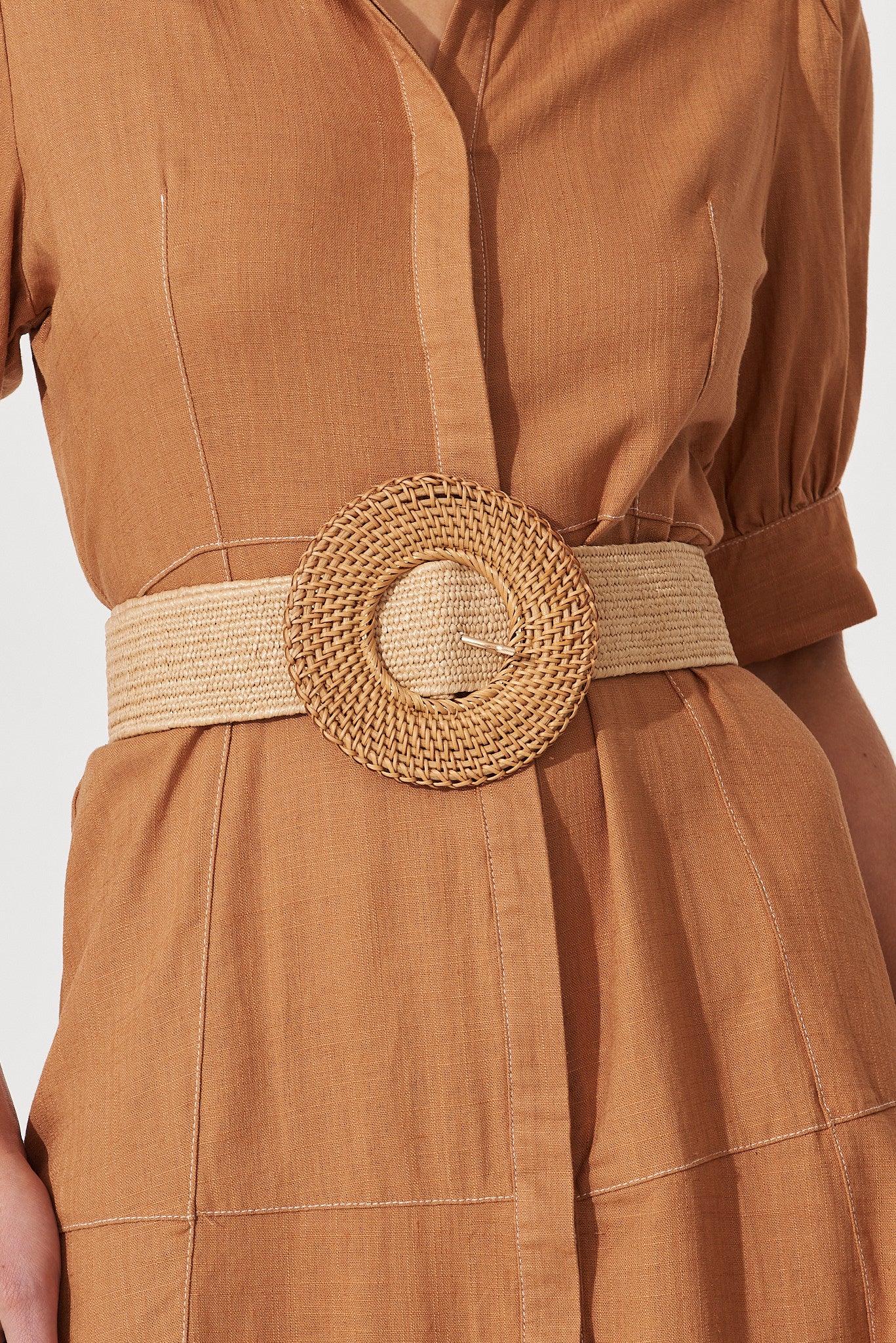 Susan Straw Belt In Tan Stretch - Image 4