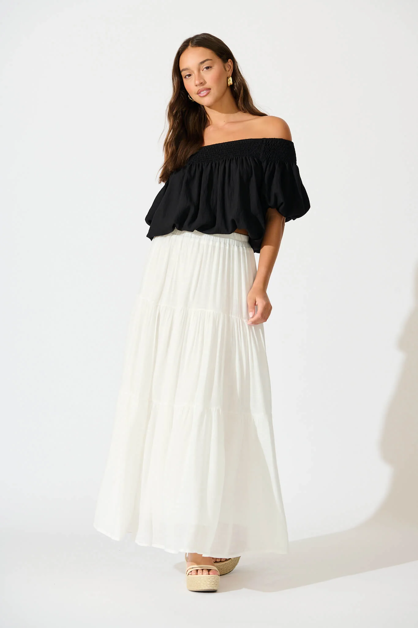 Sylvestra Maxi Skirt in White Cotton Blend - Image 7