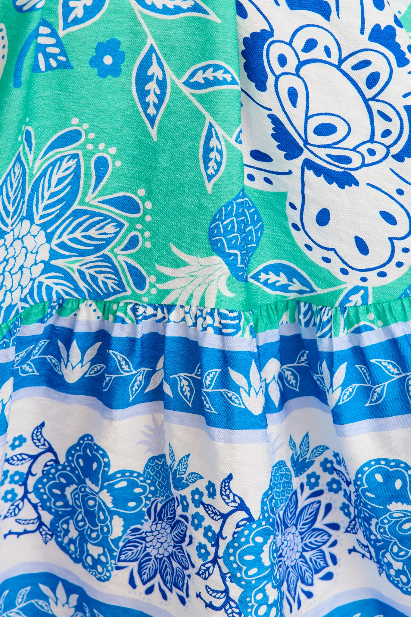 Tainy Shirt Dress in Green with Blue Floral Linen Blend - Image 6