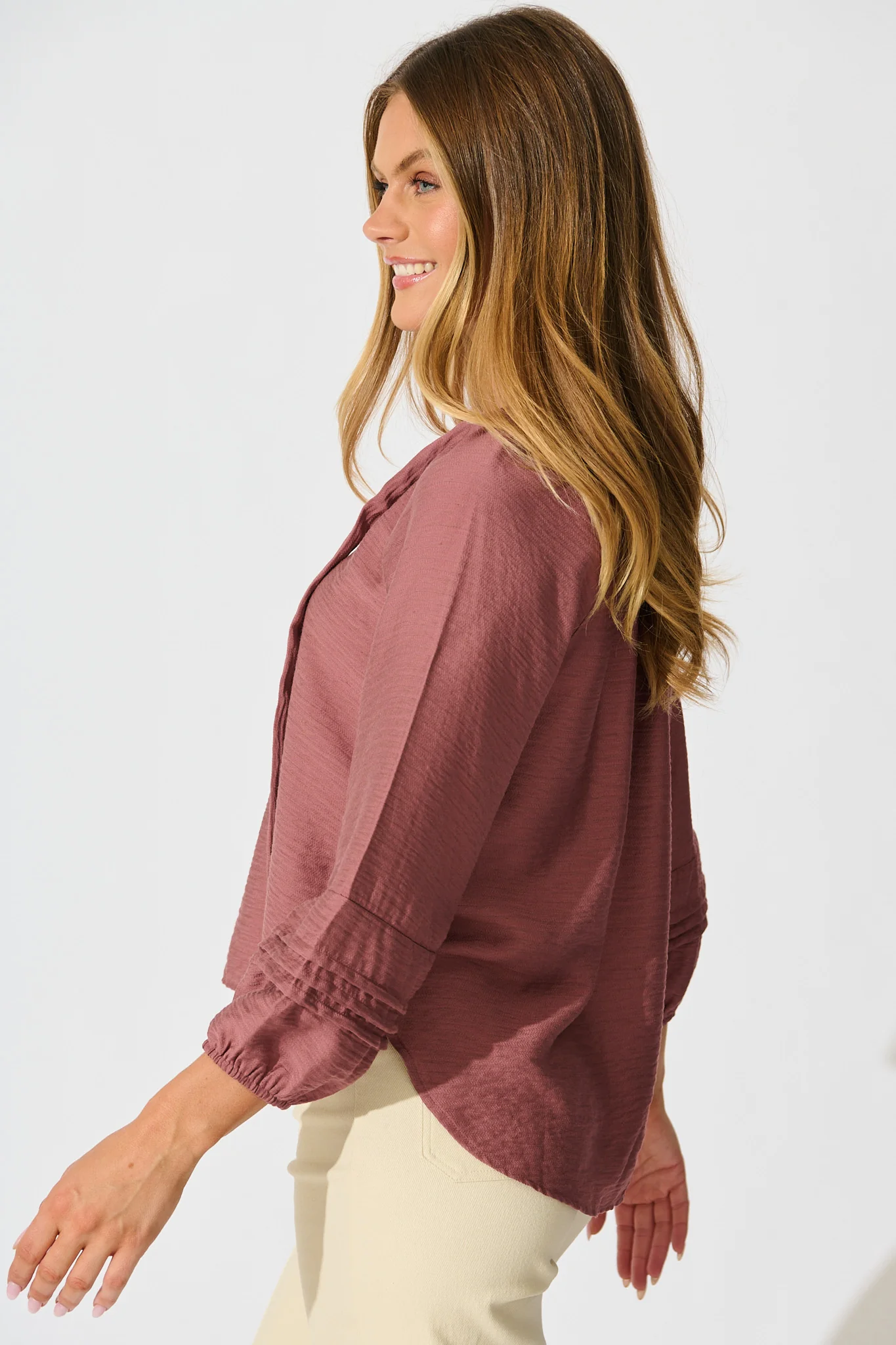 Taleena Top in Blush Linen Blend - Image 2