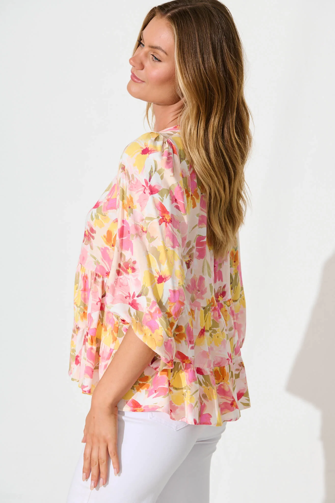Talena Top in Multi Pink Floral - Image 2