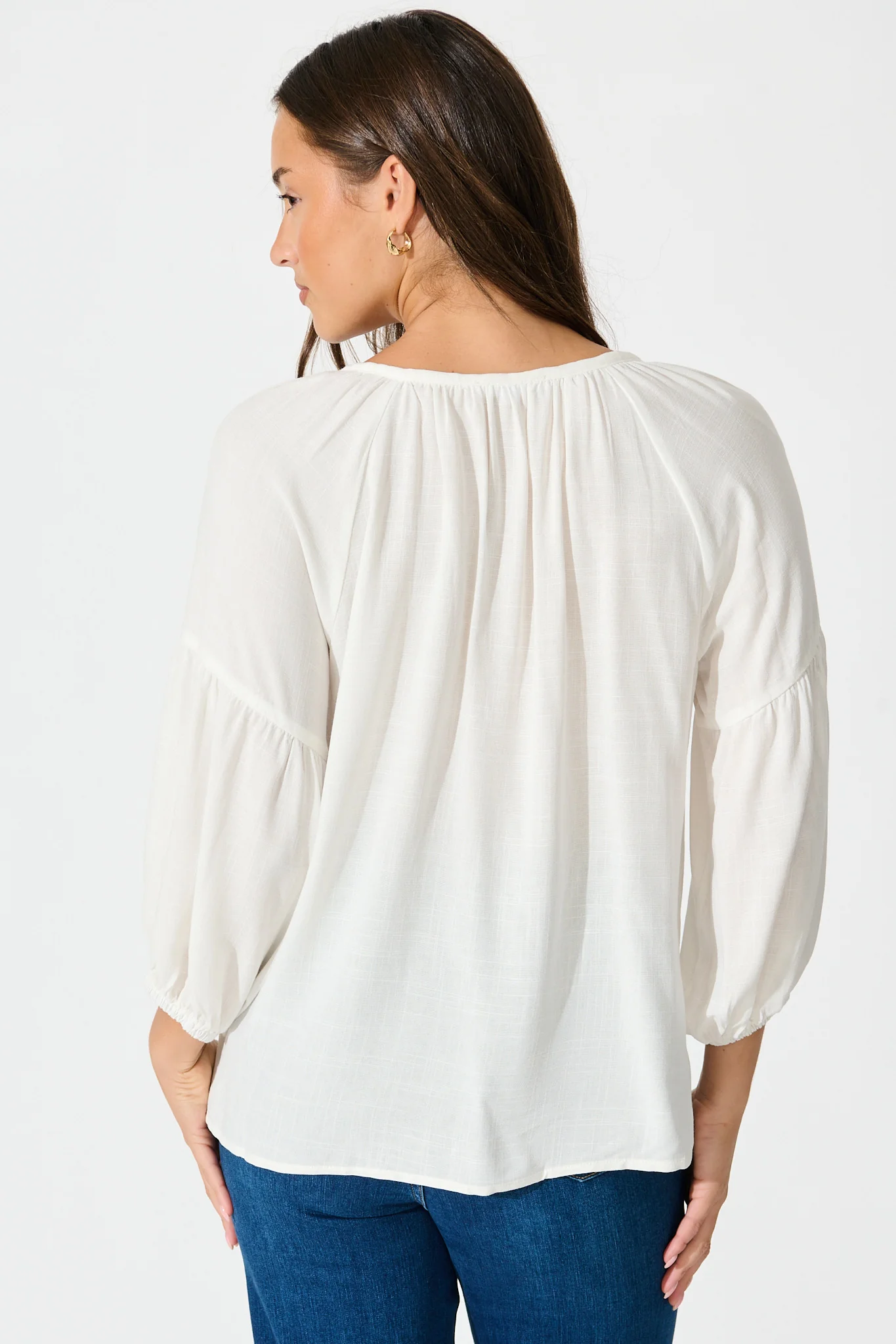 Tasha Top in White with Floral Embroidery - Image 3