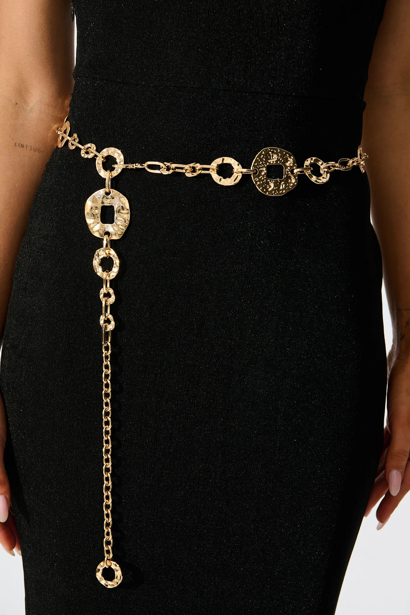Tatiana Chain Belt in Gold Textured