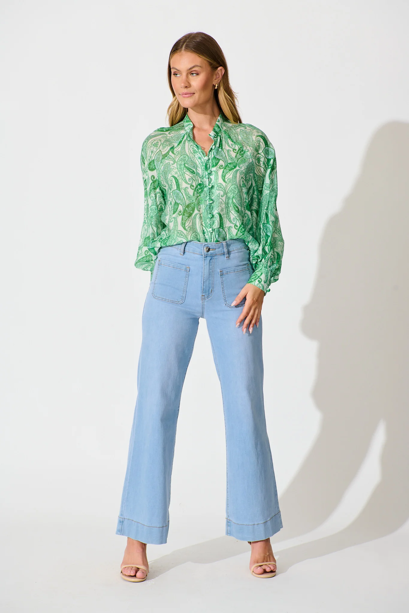 Teyana Shirt in Green with Multi Print - Image 4