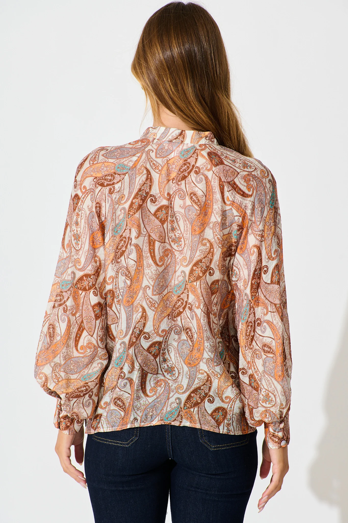 Teyana Shirt in Rust with Multi Print - Image 3