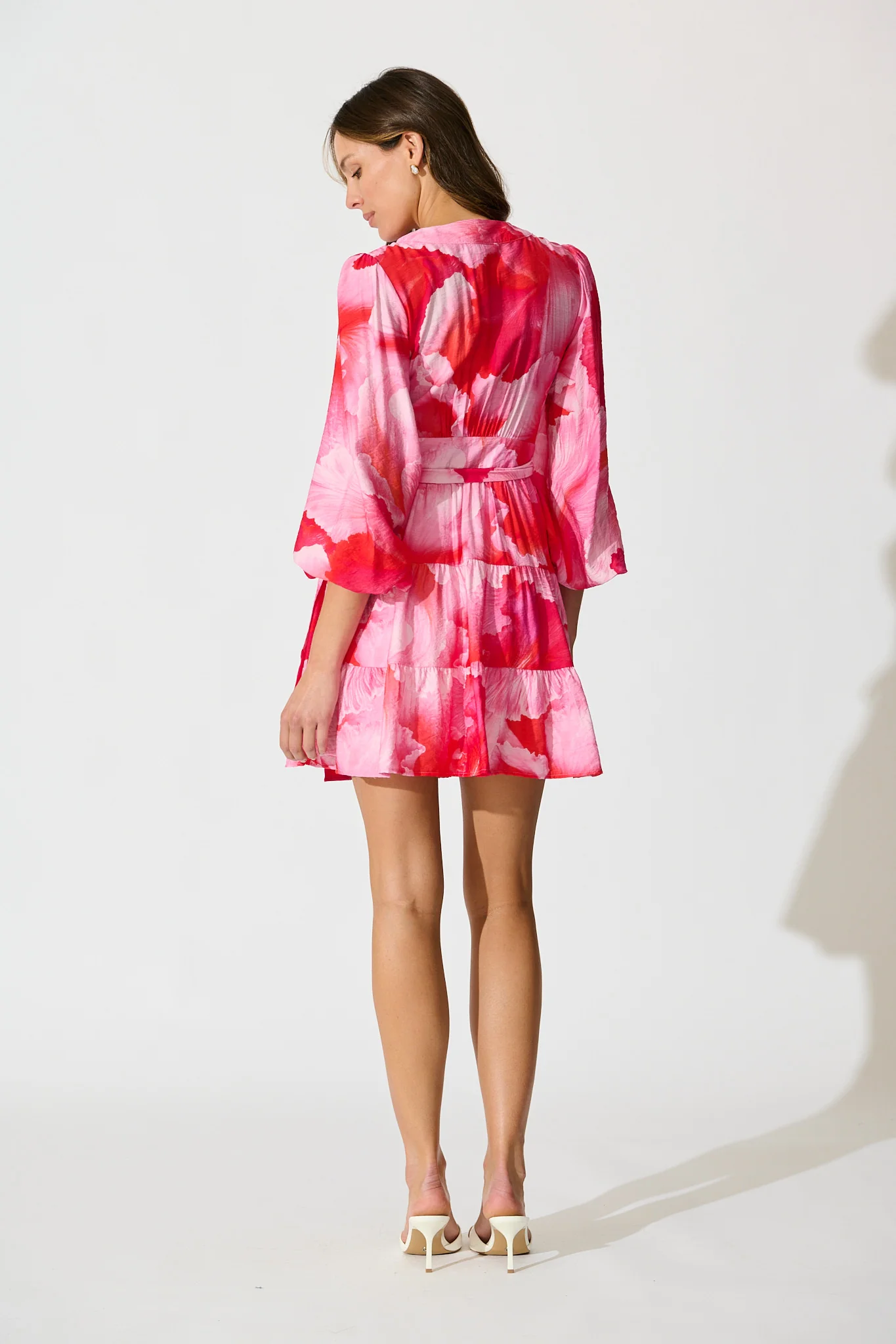 Thilda Wrap Dress in Pink Watercolour Floral - Image 4