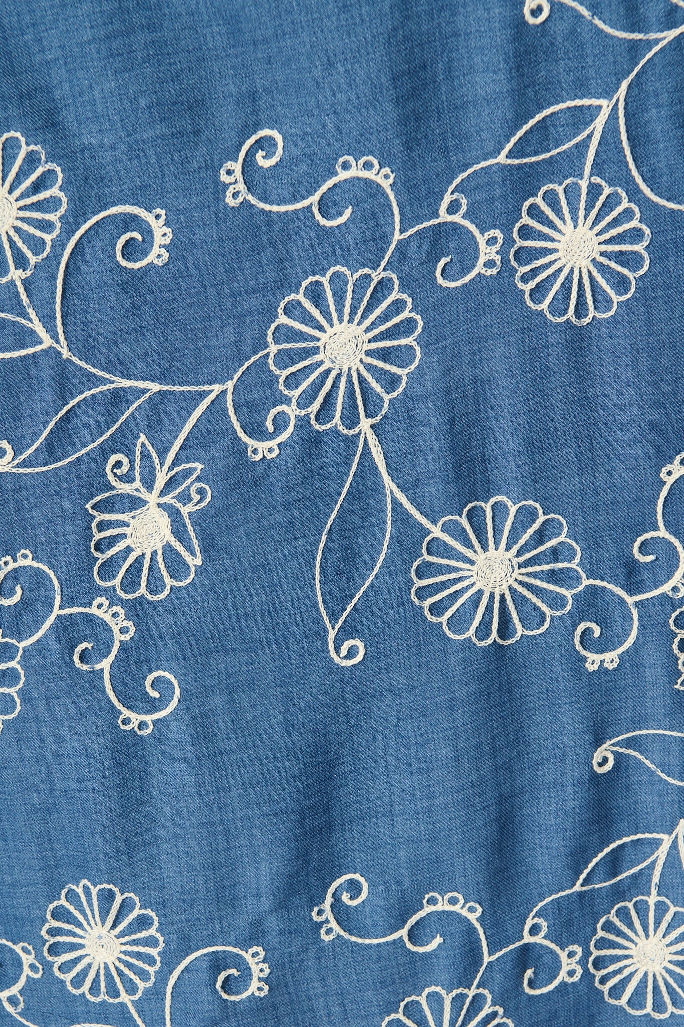 Thread and Soul Maxi Shirt Dress in Blue Chambray Embroidery - Image 6