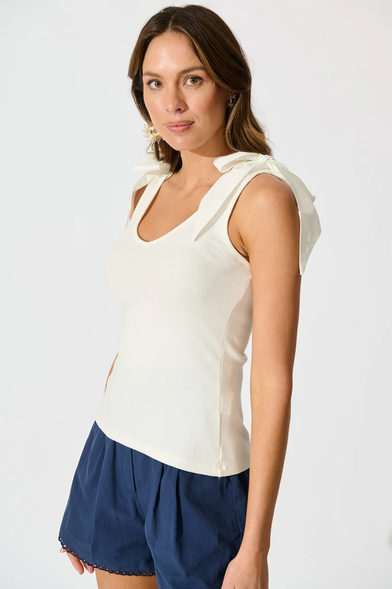 Tied With Love Knit Top with Bow in White - Image 4