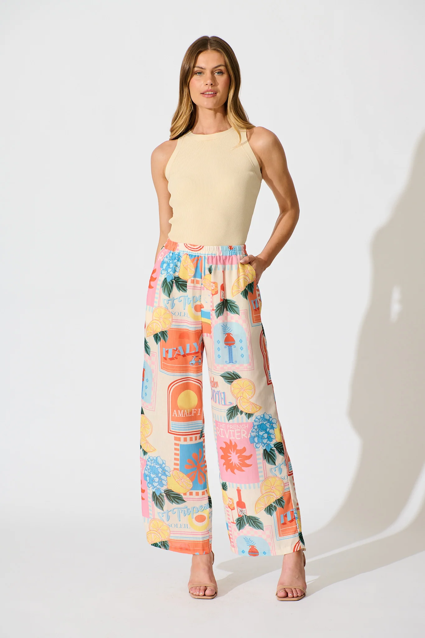 Tindra Pant in Multi Patchwork Lemon Print - Image 4
