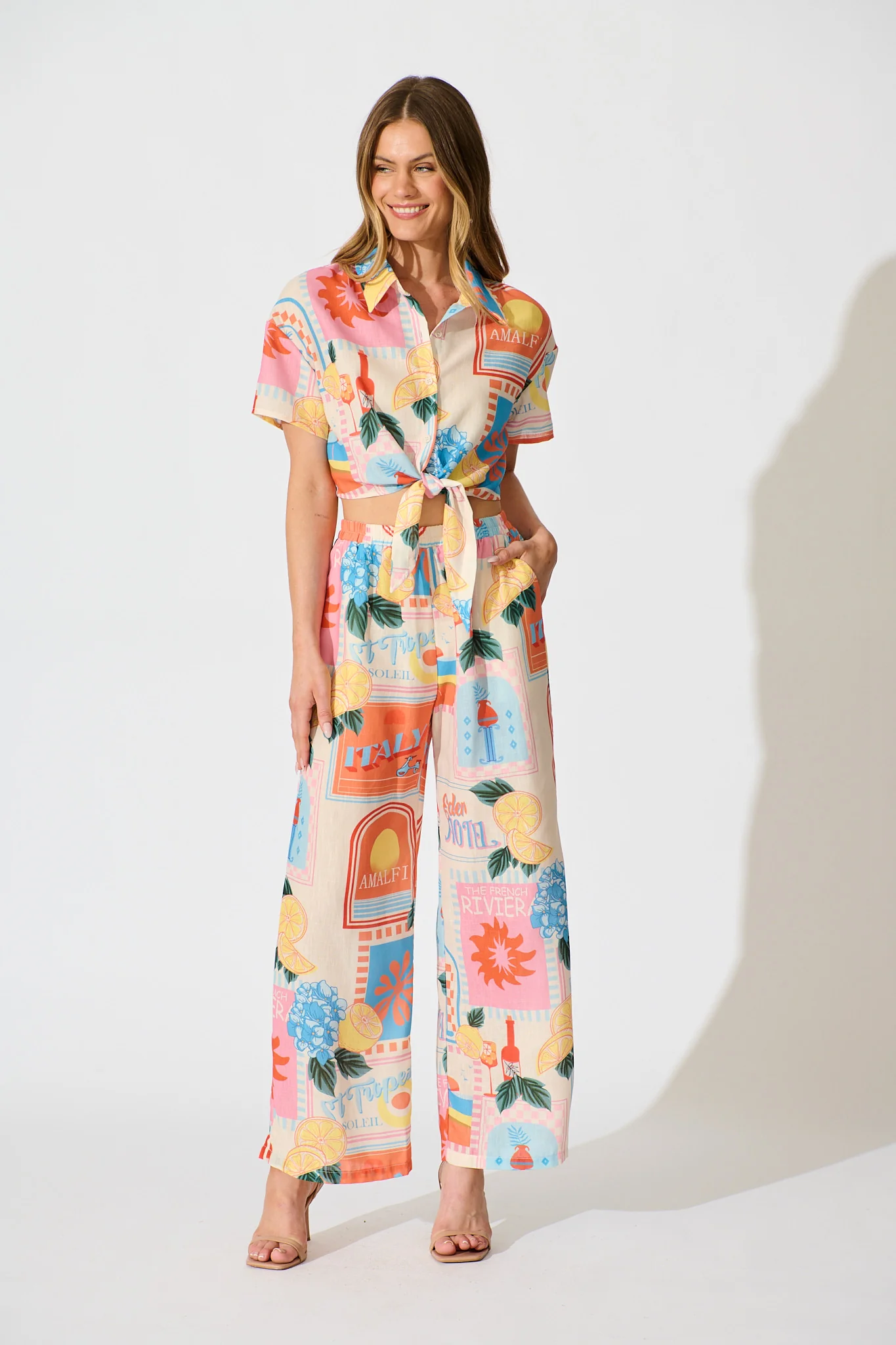 Tindra Pant in Multi Patchwork Lemon Print - Image 5