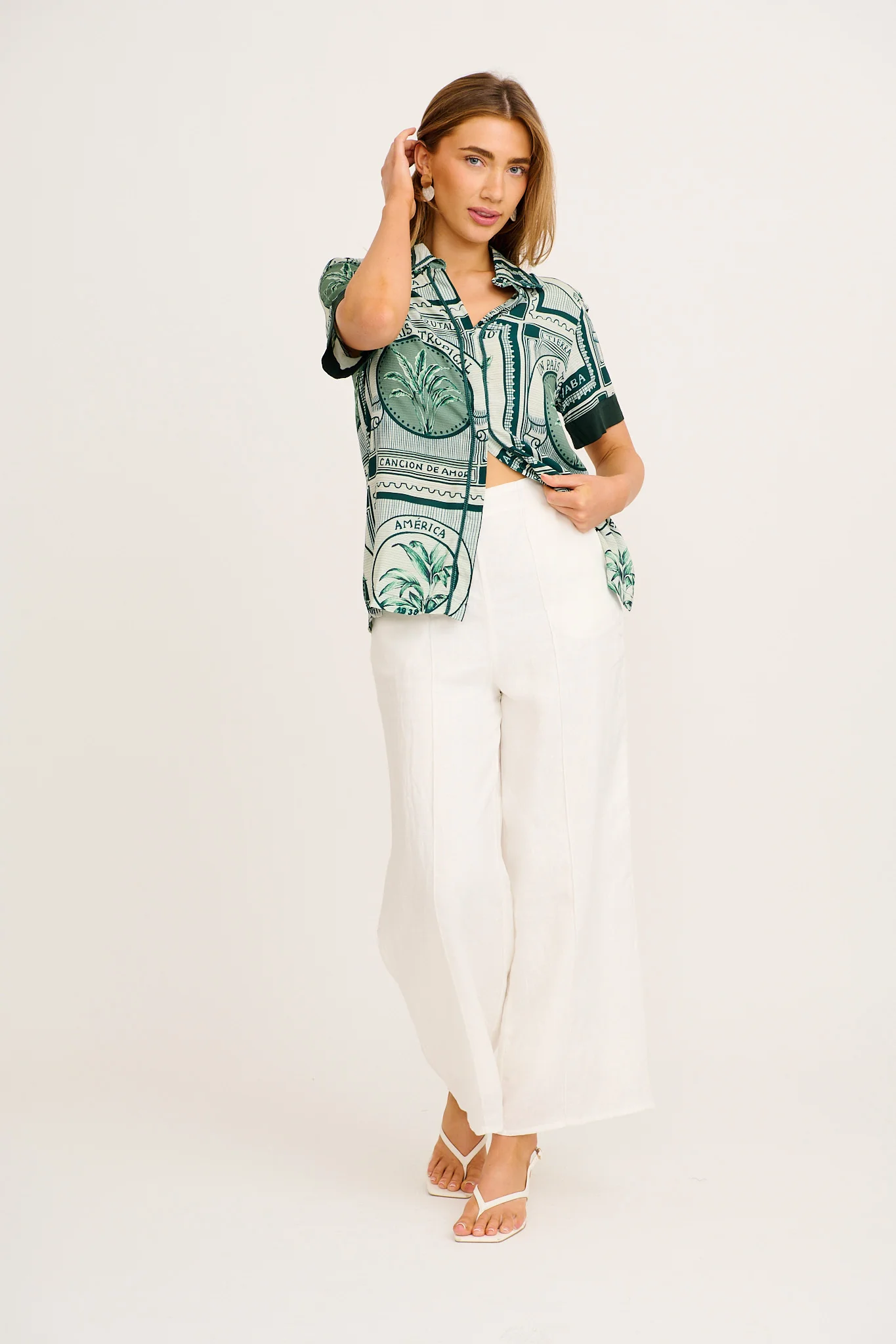 To Be Seen Shirt in Green Tiles Print - Image 4