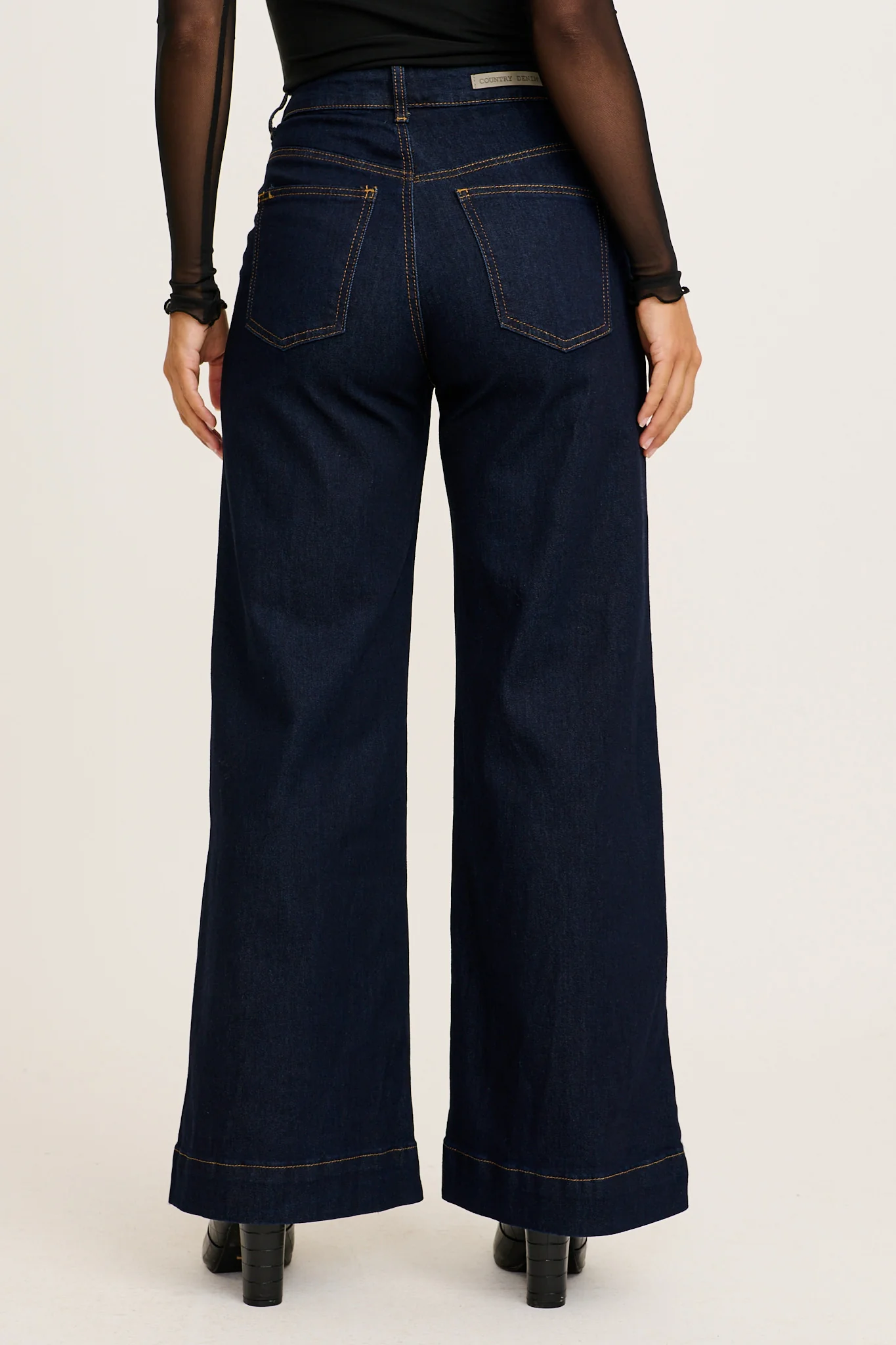 Torin High Rise Wide Leg Jean in Dark Blue Denim - Image 7