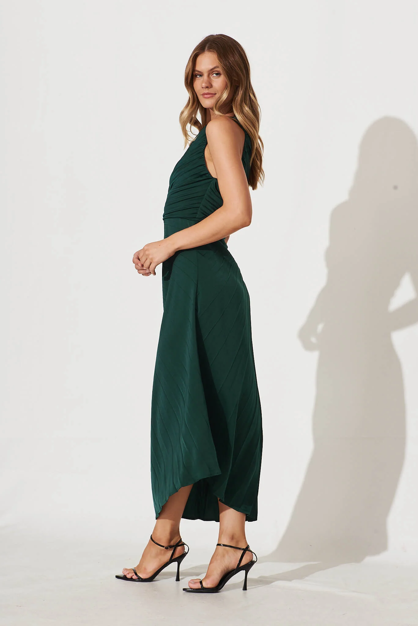 Toulon One Shoulder Maxi Dress In Emerald - Image 8