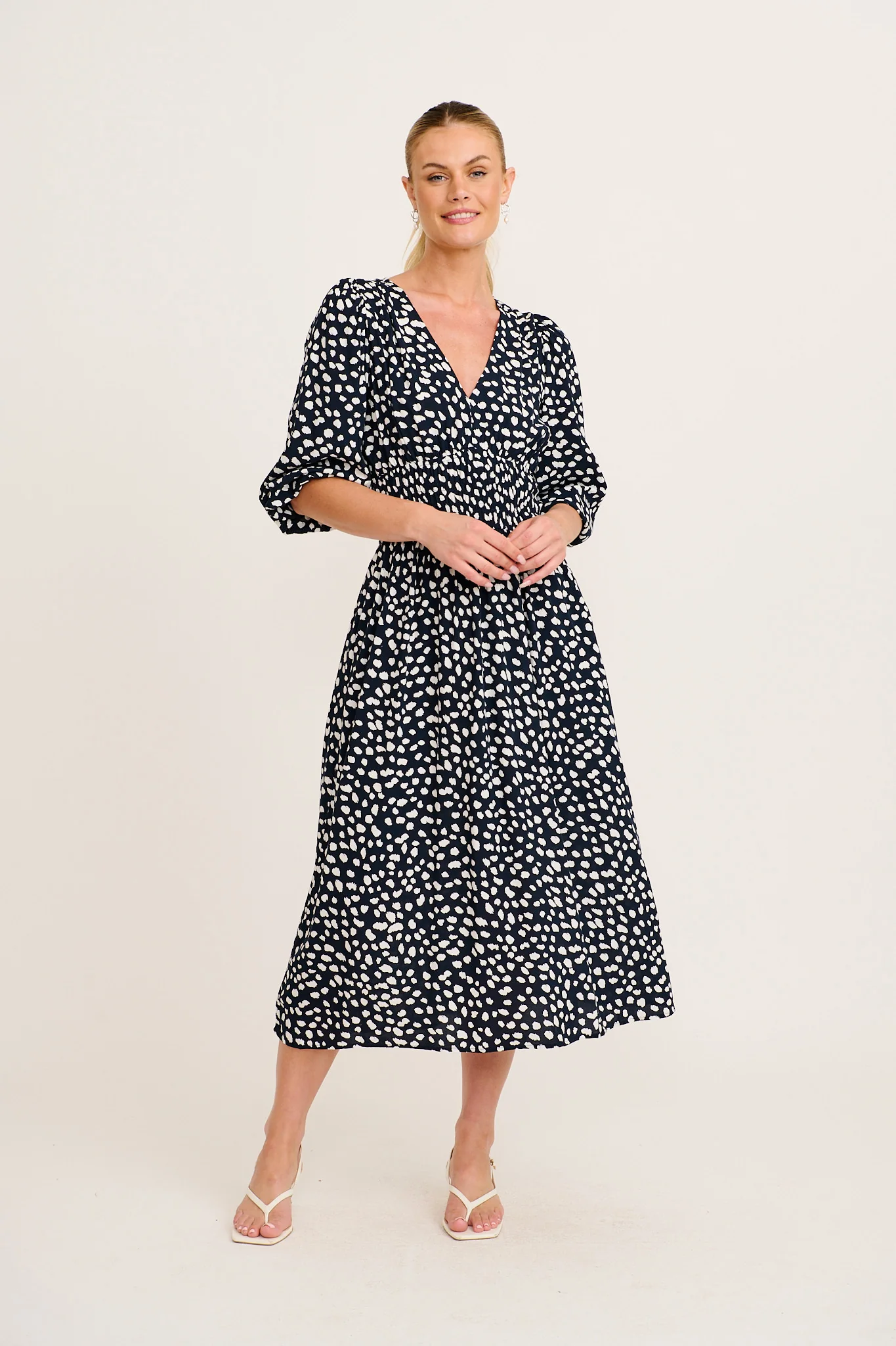 Trend Setter Midi Dress in Navy with White Speckle