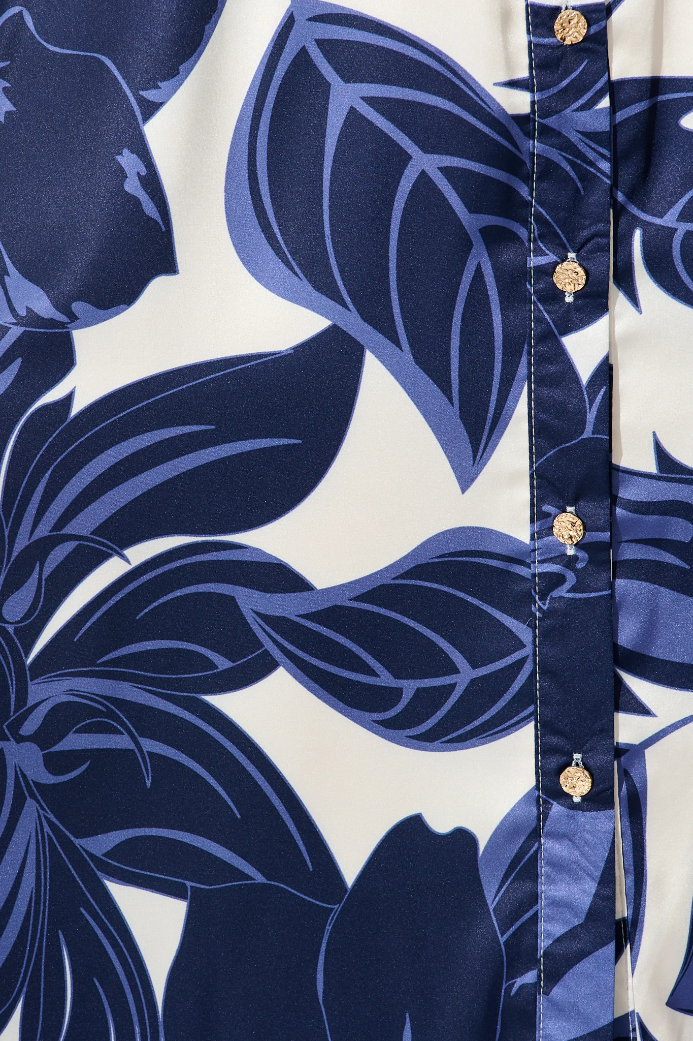 Trinity Maxi Shirt Dress in Navy Floral Satin - Image 6
