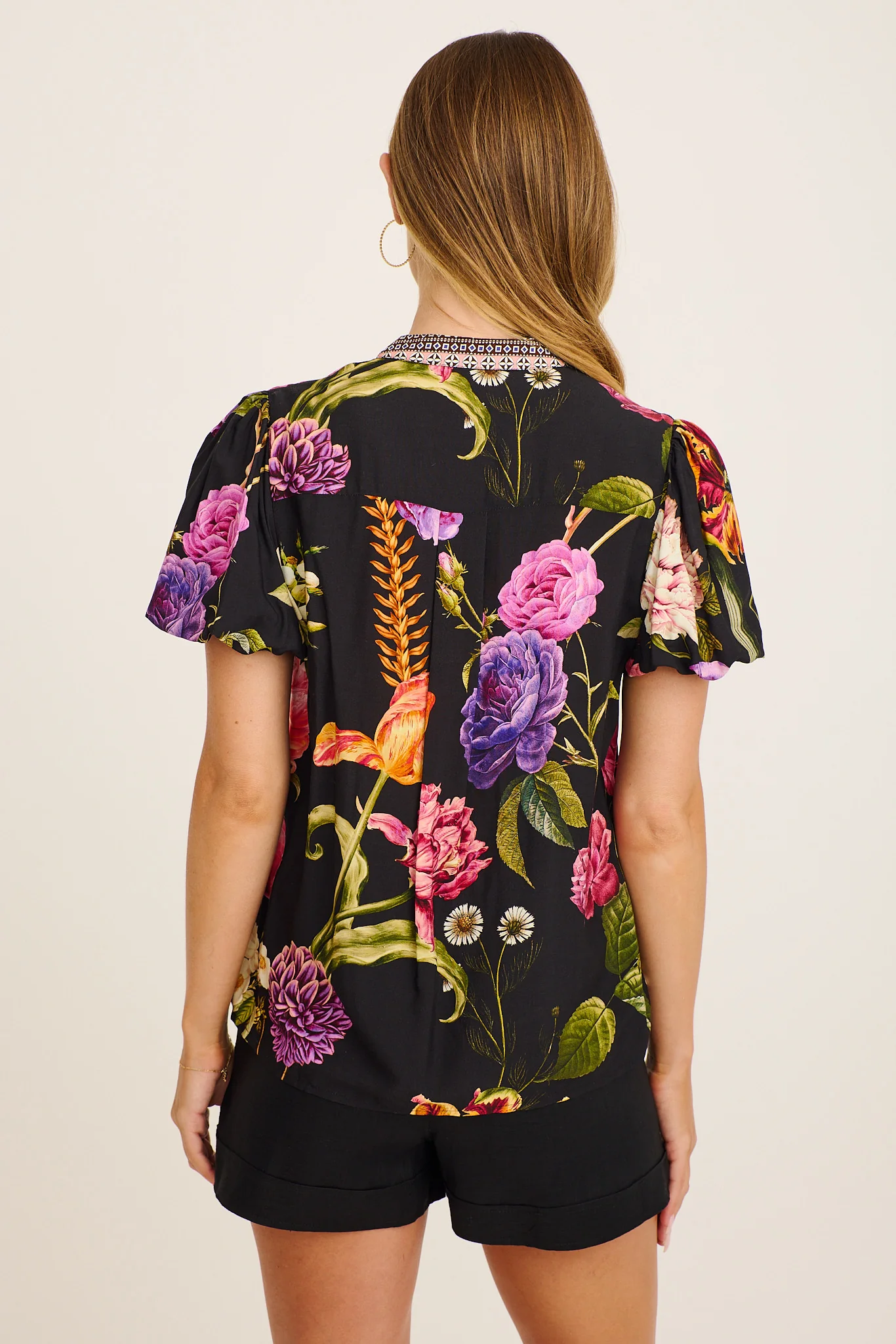 Twilight Luxe Top in Black with Multi Floral - Image 8