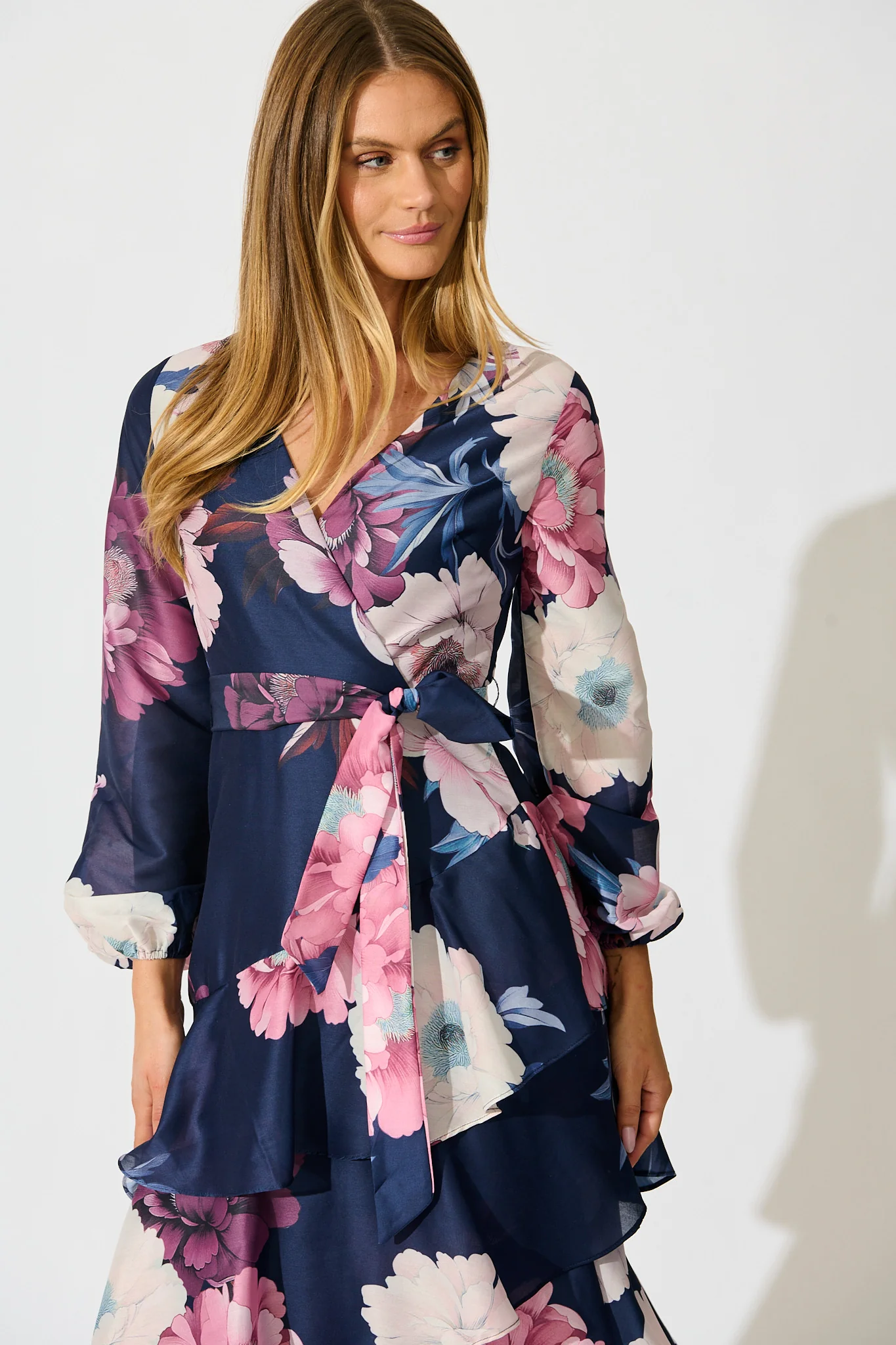 Twilight Petals Midi Dress in Navy Floral - Image 2