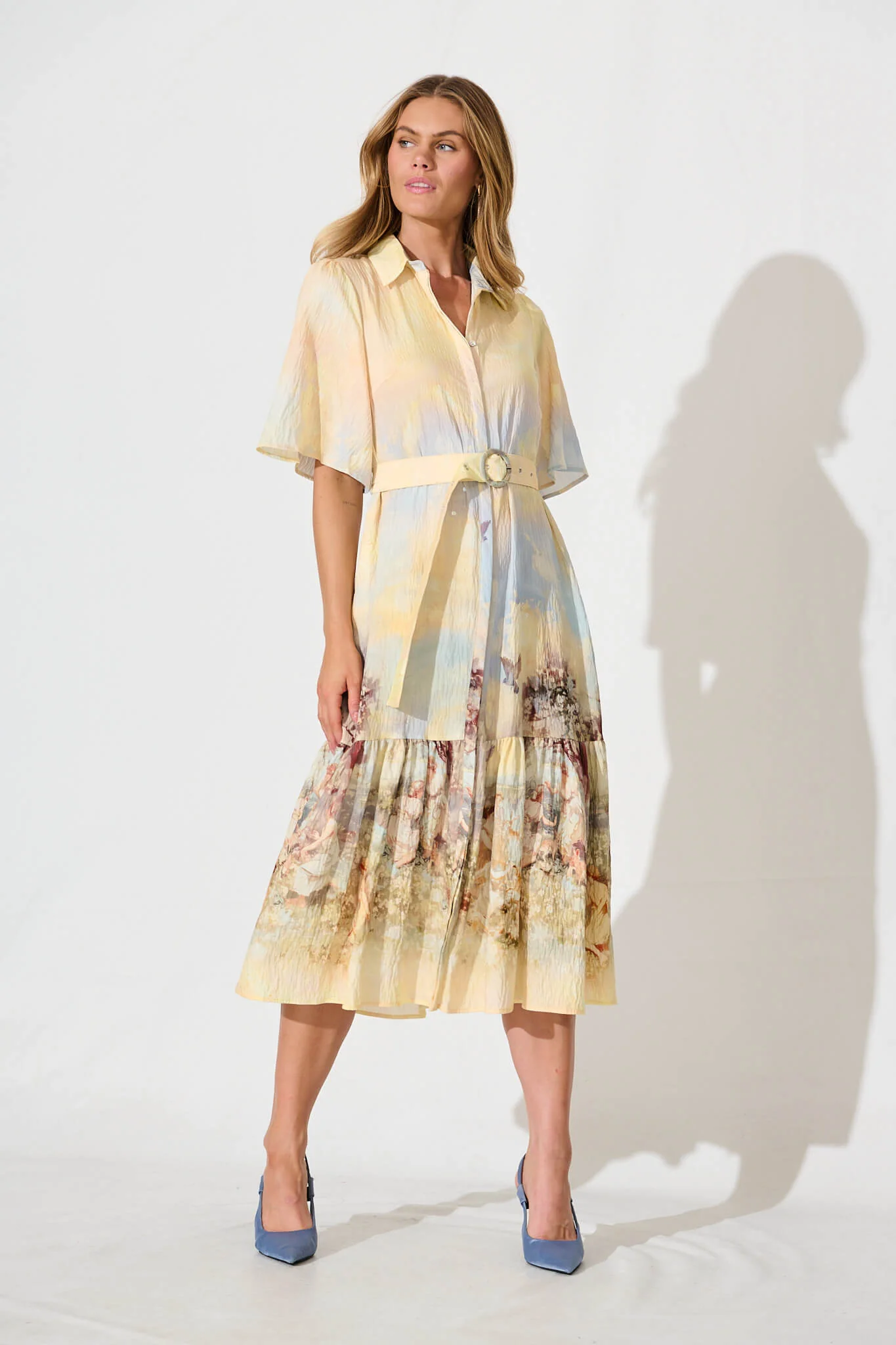 Vance Midi Shirt Dress In Pastel Multi Print - Image 2