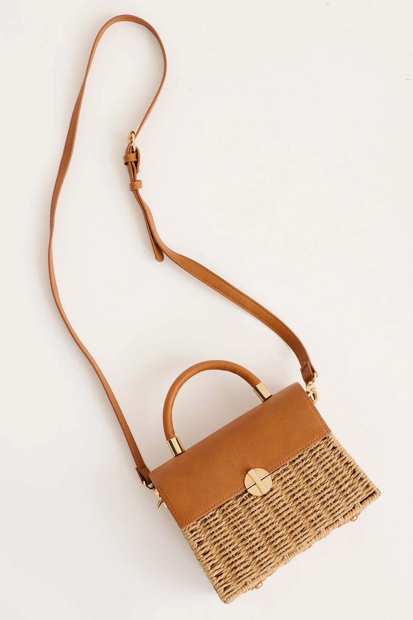 Venezia Handheld Crossbody Bag in Natural with Tan Contrast - Image 9