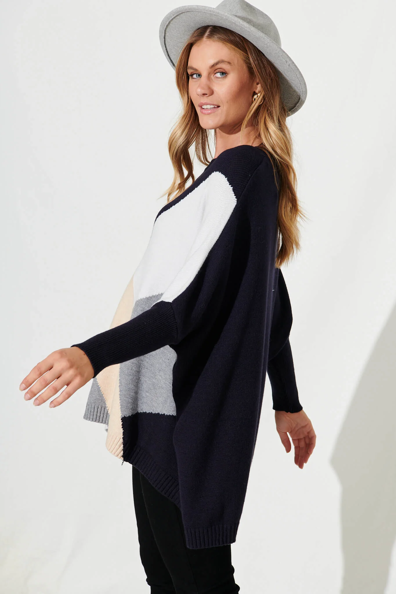 Venti Knit In Black Multi Wool Blend - Image 2