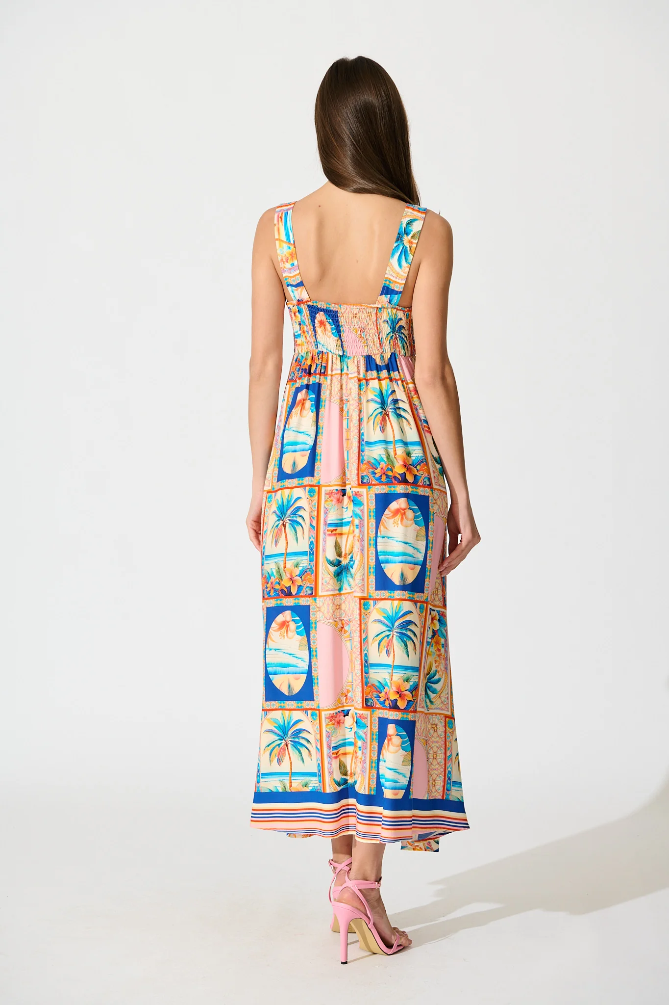 Vietta Midi Sundress in Multi Palm Print - Image 4