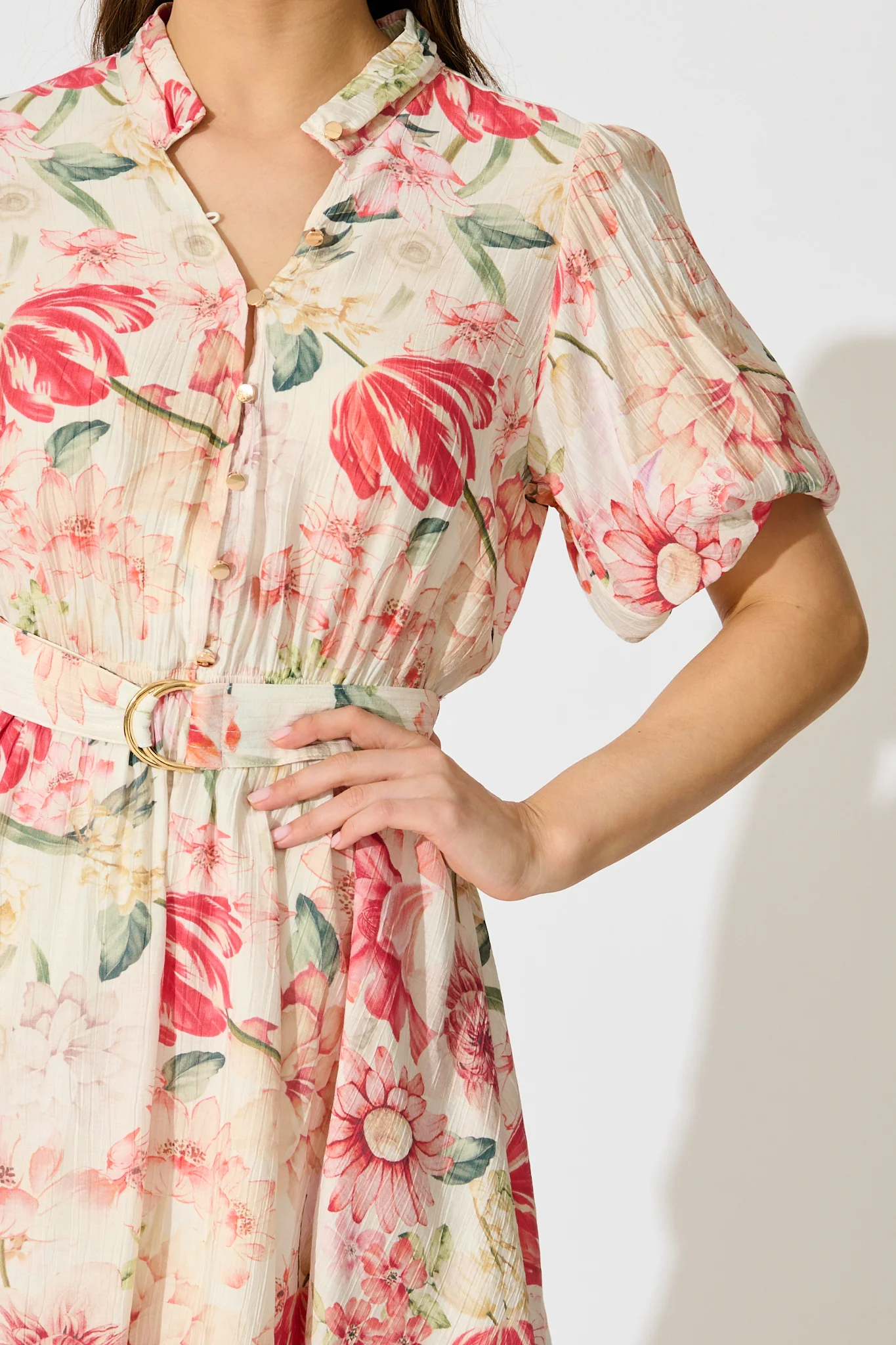 Vintage Blossom Dress in Cream with Multi Floral - Image 5